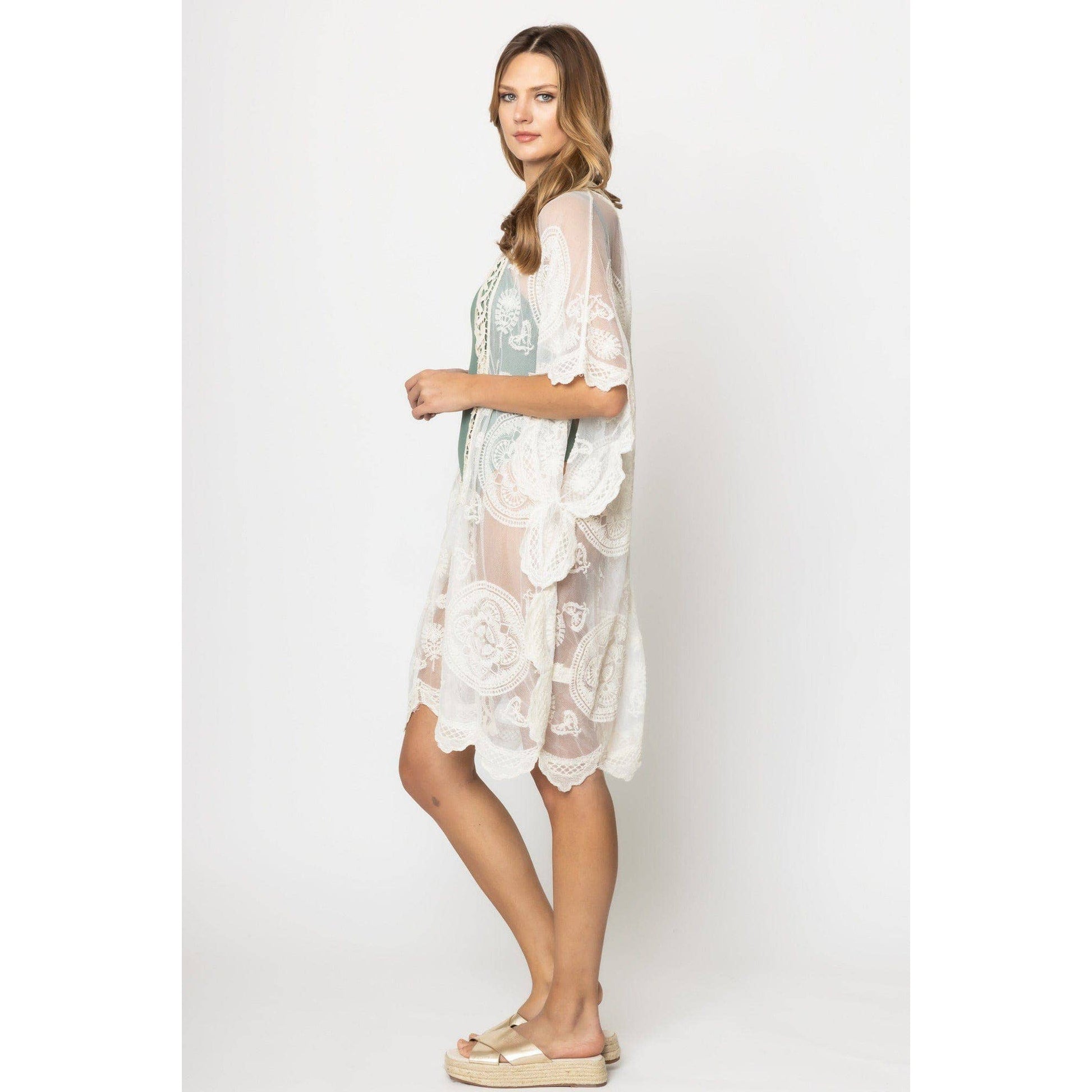 Makenzie Lace Kimono in Ivory | Open Duster (One Size)