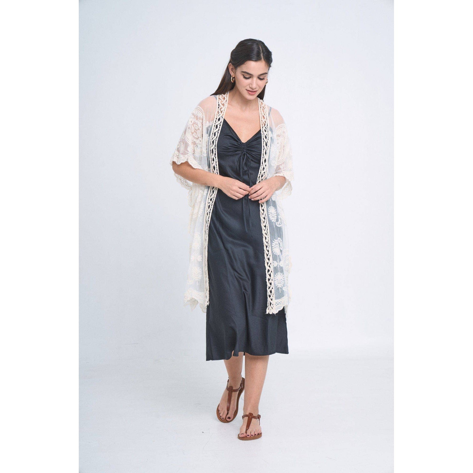 Makenzie Lace Kimono in Ivory | Open Duster (One Size)