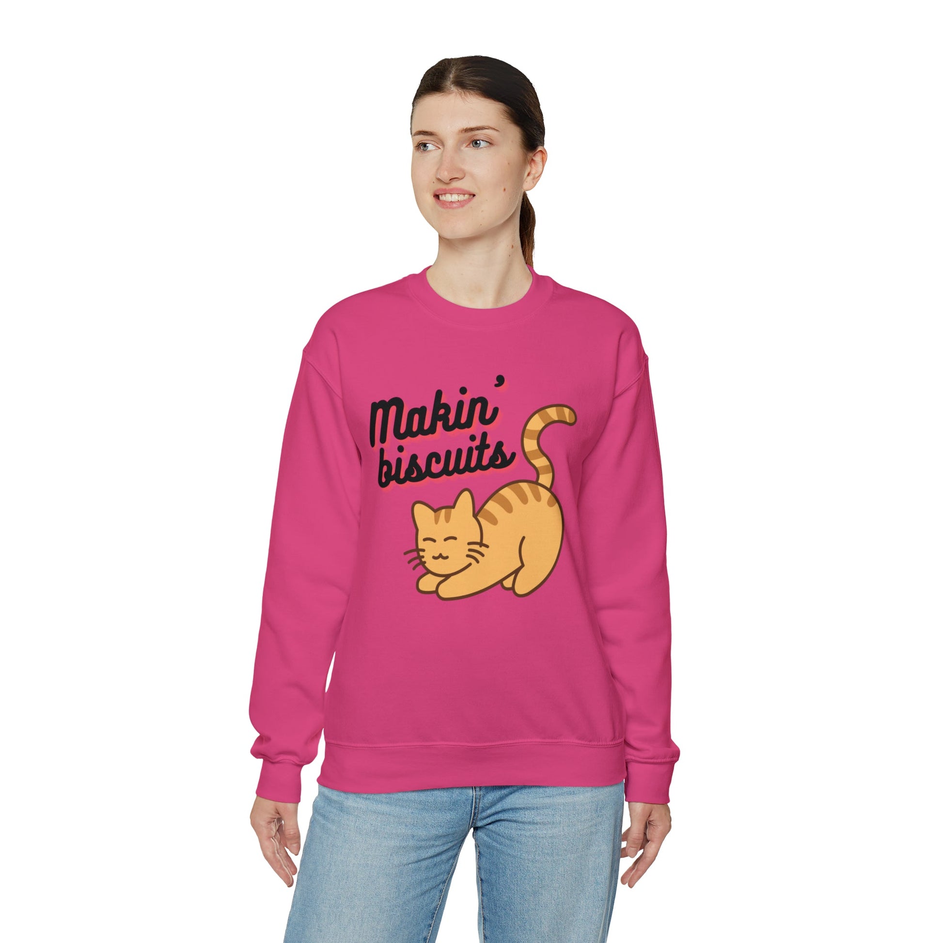 Makin' Biscuits Cat Unisex Heavy Blend™ Crewneck Sweatshirt