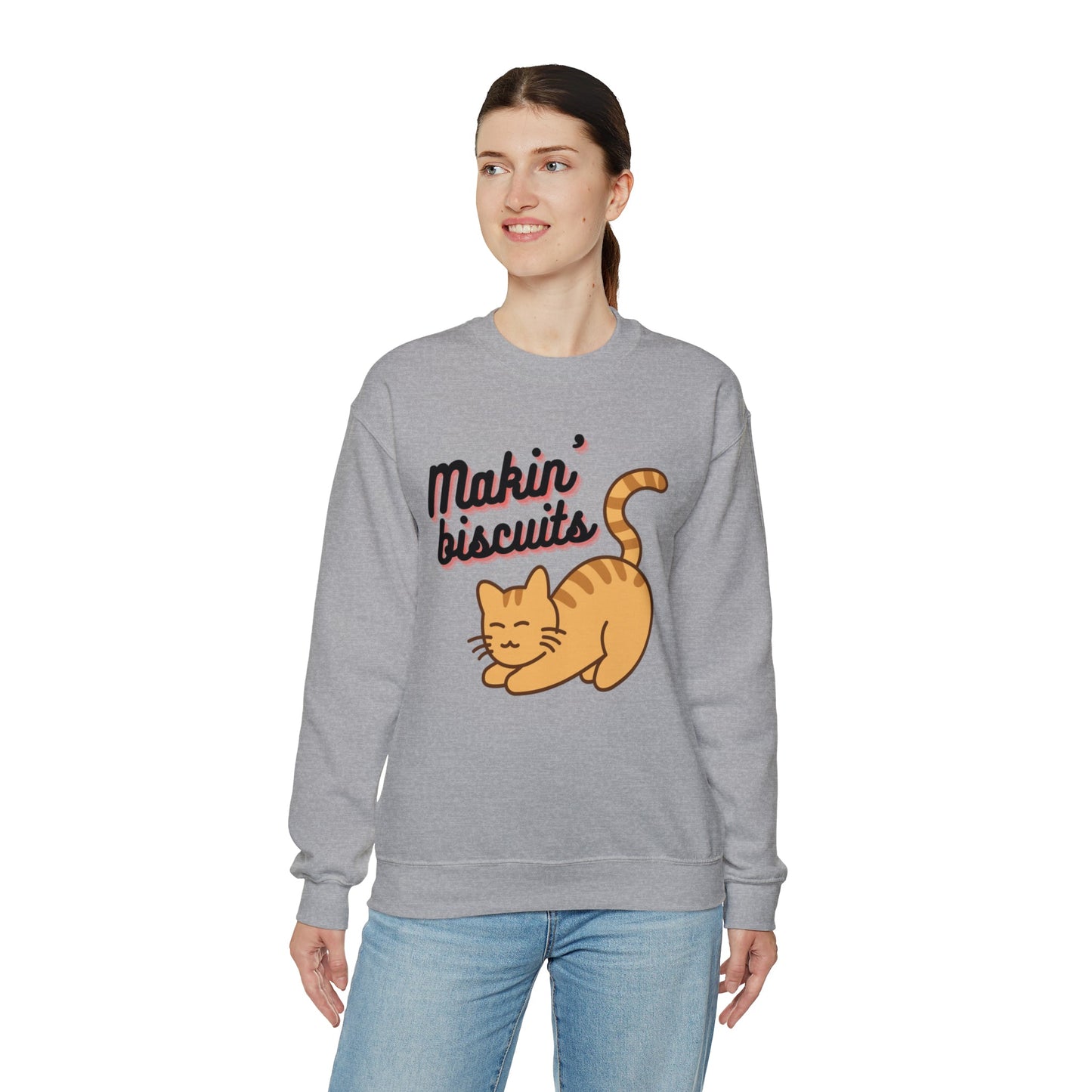 Makin' Biscuits Cat Unisex Heavy Blend™ Crewneck Sweatshirt