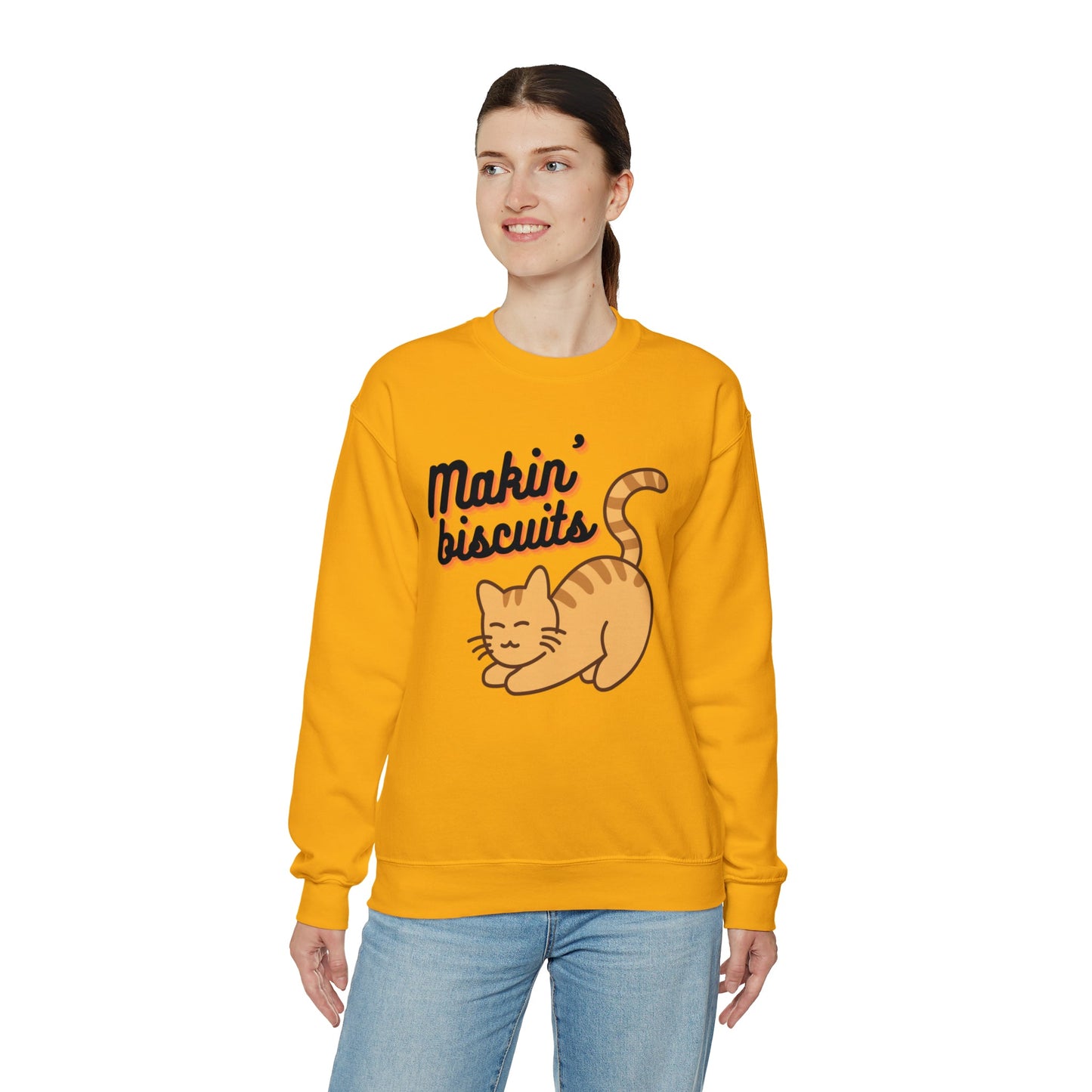 Makin' Biscuits Cat Unisex Heavy Blend™ Crewneck Sweatshirt