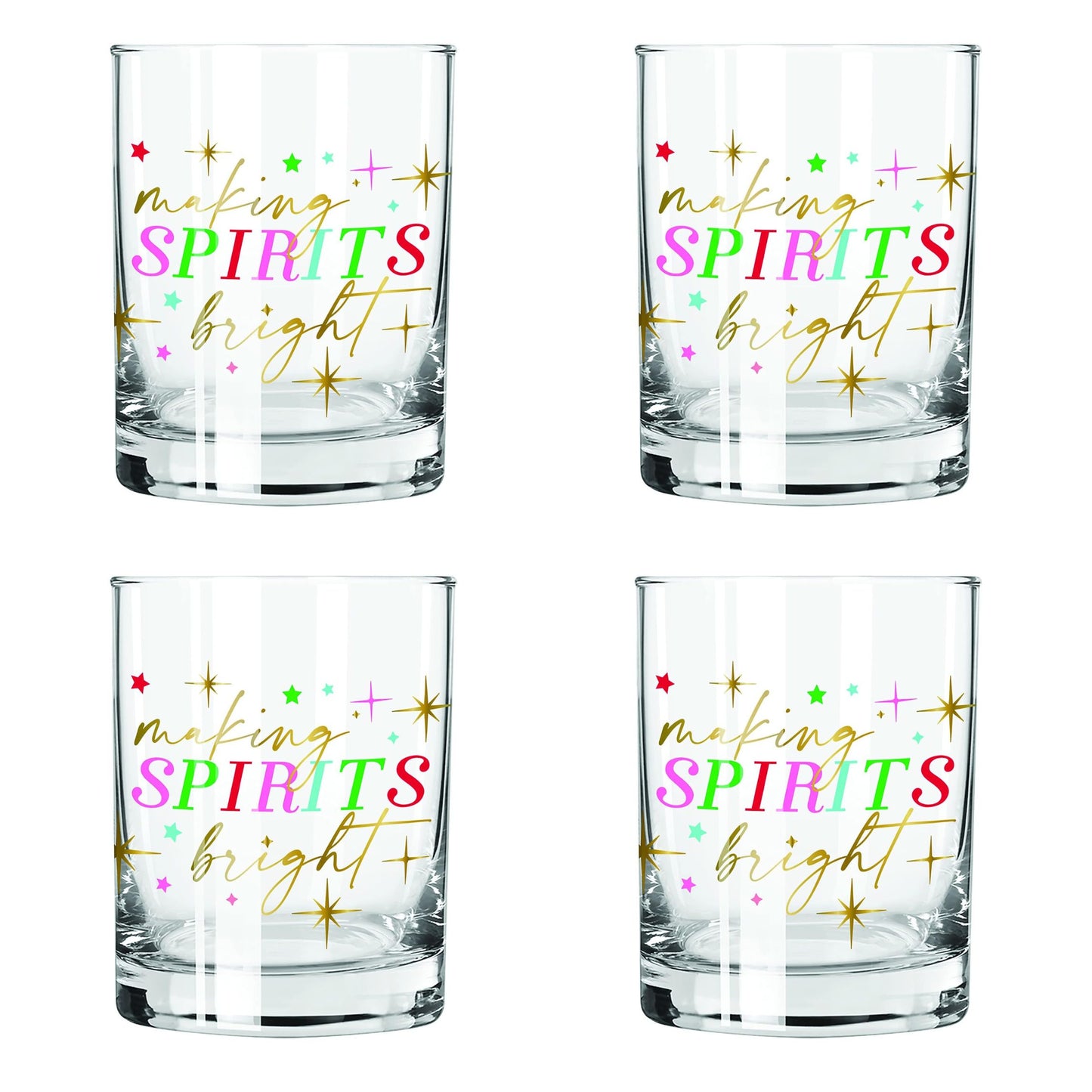 Making Spirits Bright Glass DOF | Holiday Whiskey Cocktail Glass | 12oz