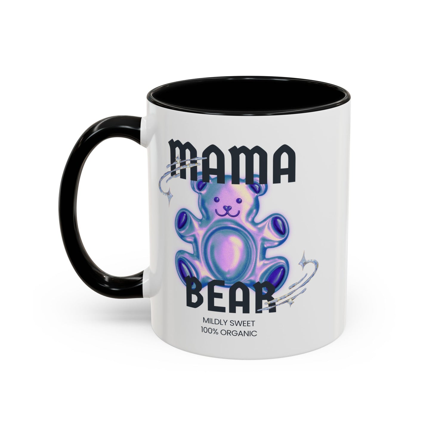 Mama Bear Mildly Sweet 100% Organic Gummy Bear 11oz Black Mug | Mothers Day Coffee Lovers Gift
