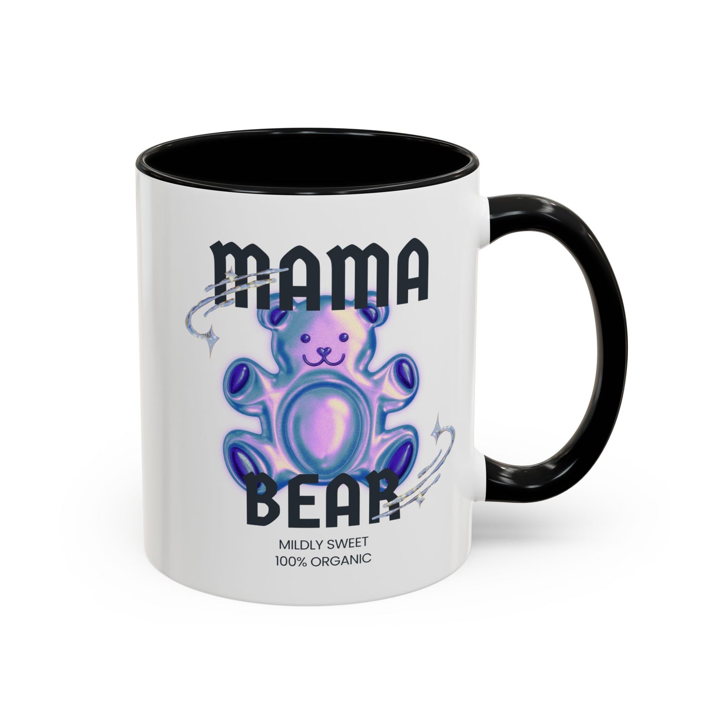 Mama Bear Mildly Sweet 100% Organic Gummy Bear 11oz Black Mug | Mothers Day Coffee Lovers Gift