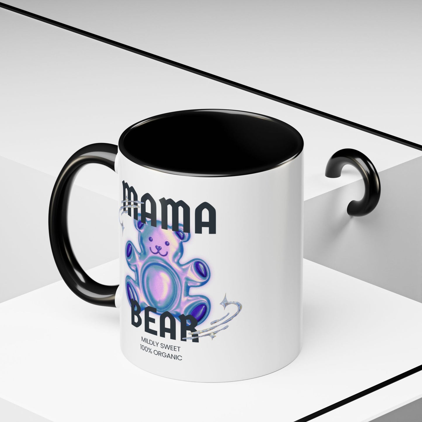 Mama Bear Mildly Sweet 100% Organic Gummy Bear 11oz Black Mug | Mothers Day Coffee Lovers Gift