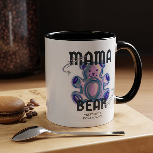 Mama Bear Mildly Sweet 100% Organic Gummy Bear 11oz Black Mug | Mothers Day Coffee Lovers Gift