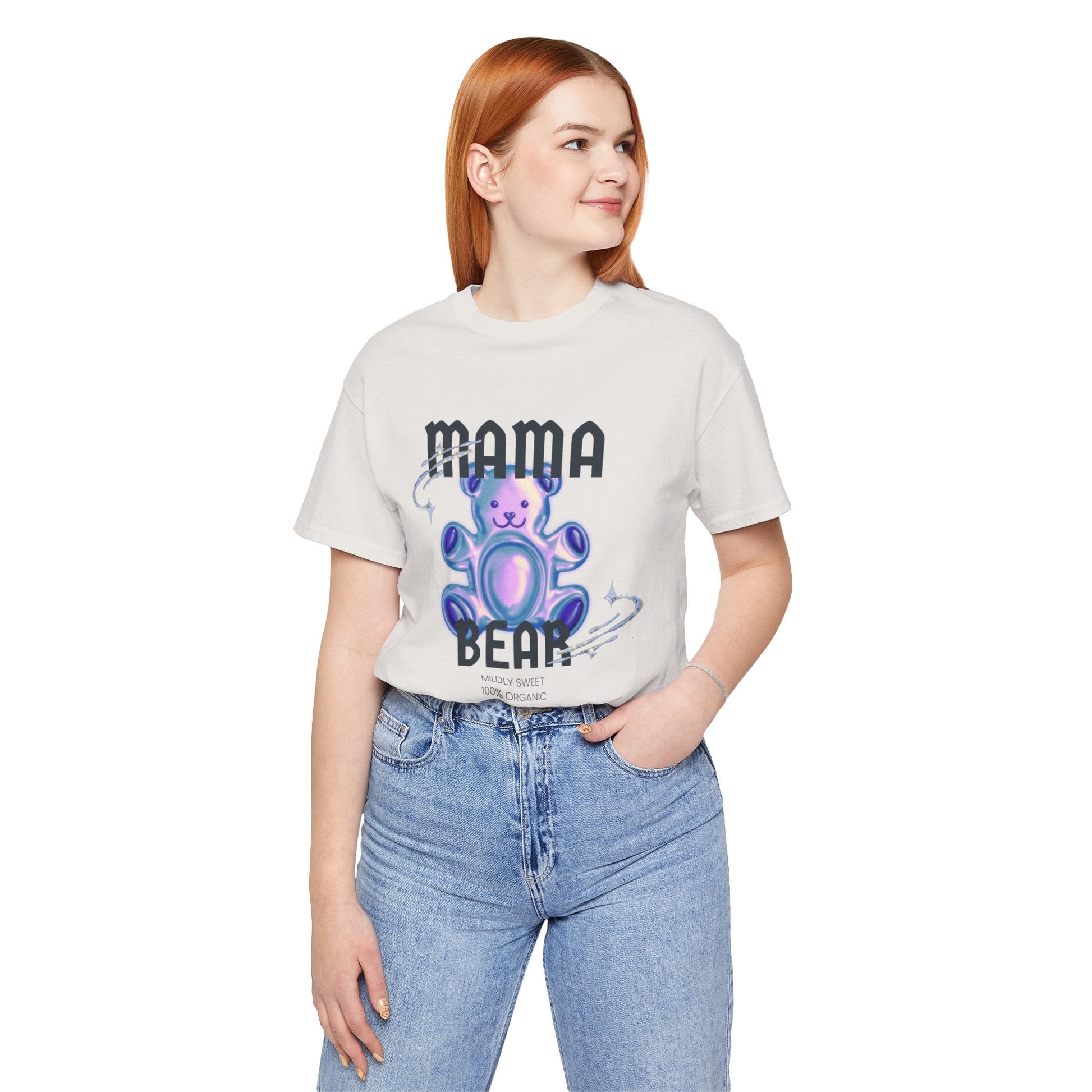 Mama Bear Mildly Sweet 100% Organic Gummy Bear Jersey Short Sleeve Tee | Mothers Day