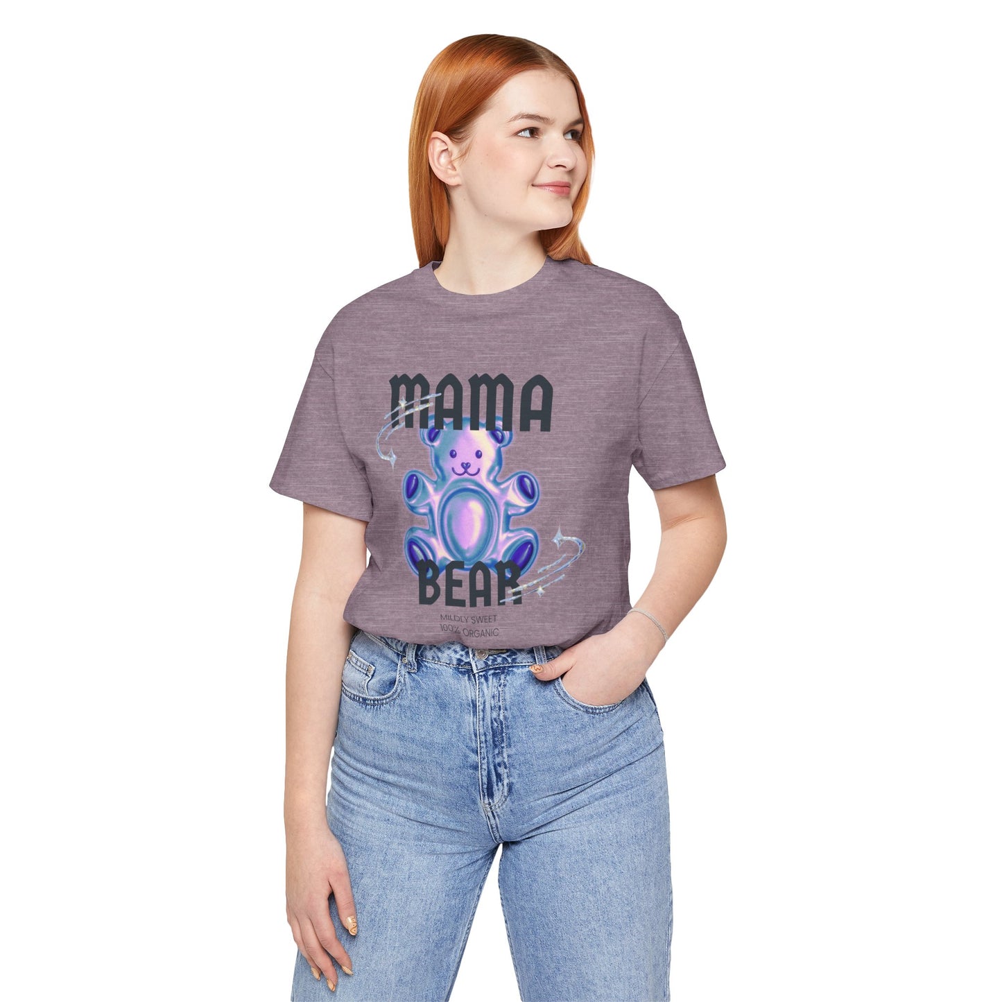 Mama Bear Mildly Sweet 100% Organic Gummy Bear Jersey Short Sleeve Tee | Mothers Day