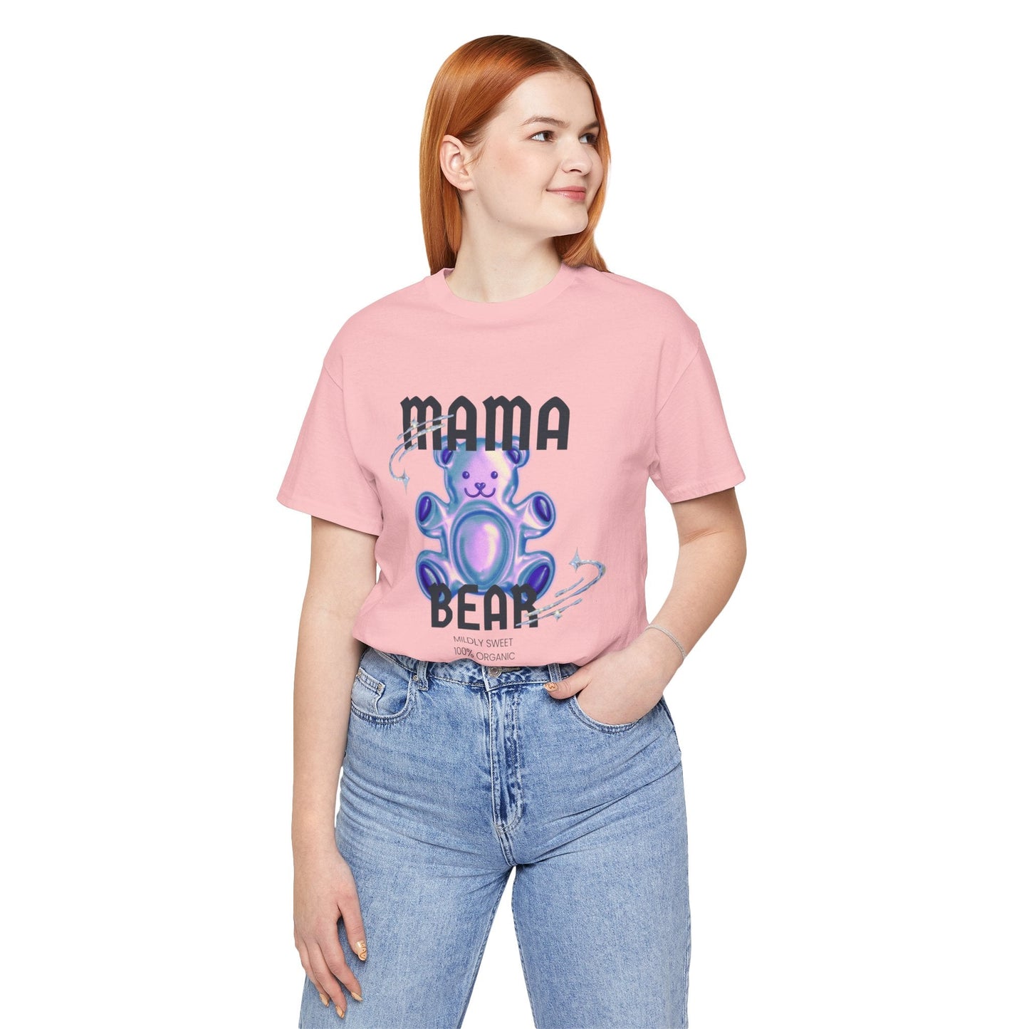 Mama Bear Mildly Sweet 100% Organic Gummy Bear Jersey Short Sleeve Tee | Mothers Day