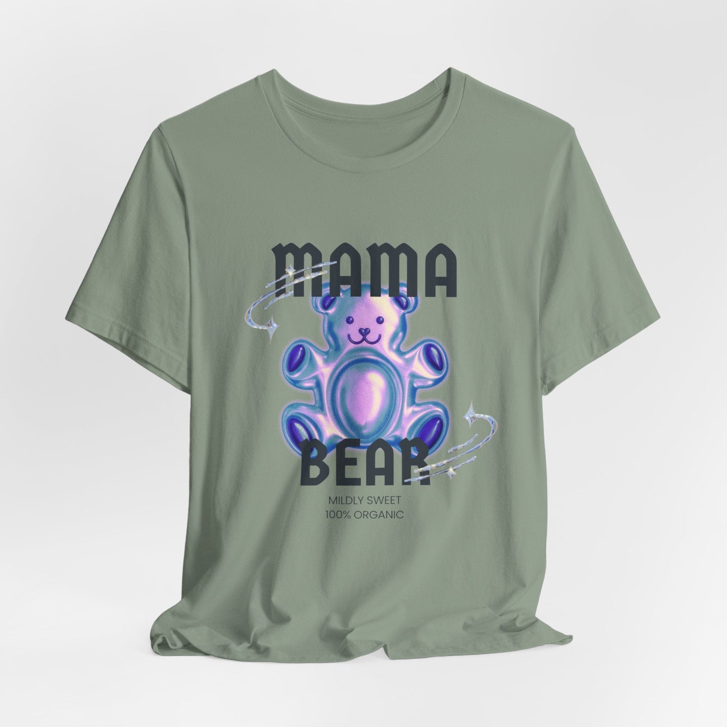 Mama Bear Mildly Sweet 100% Organic Gummy Bear Jersey Short Sleeve Tee | Mothers Day