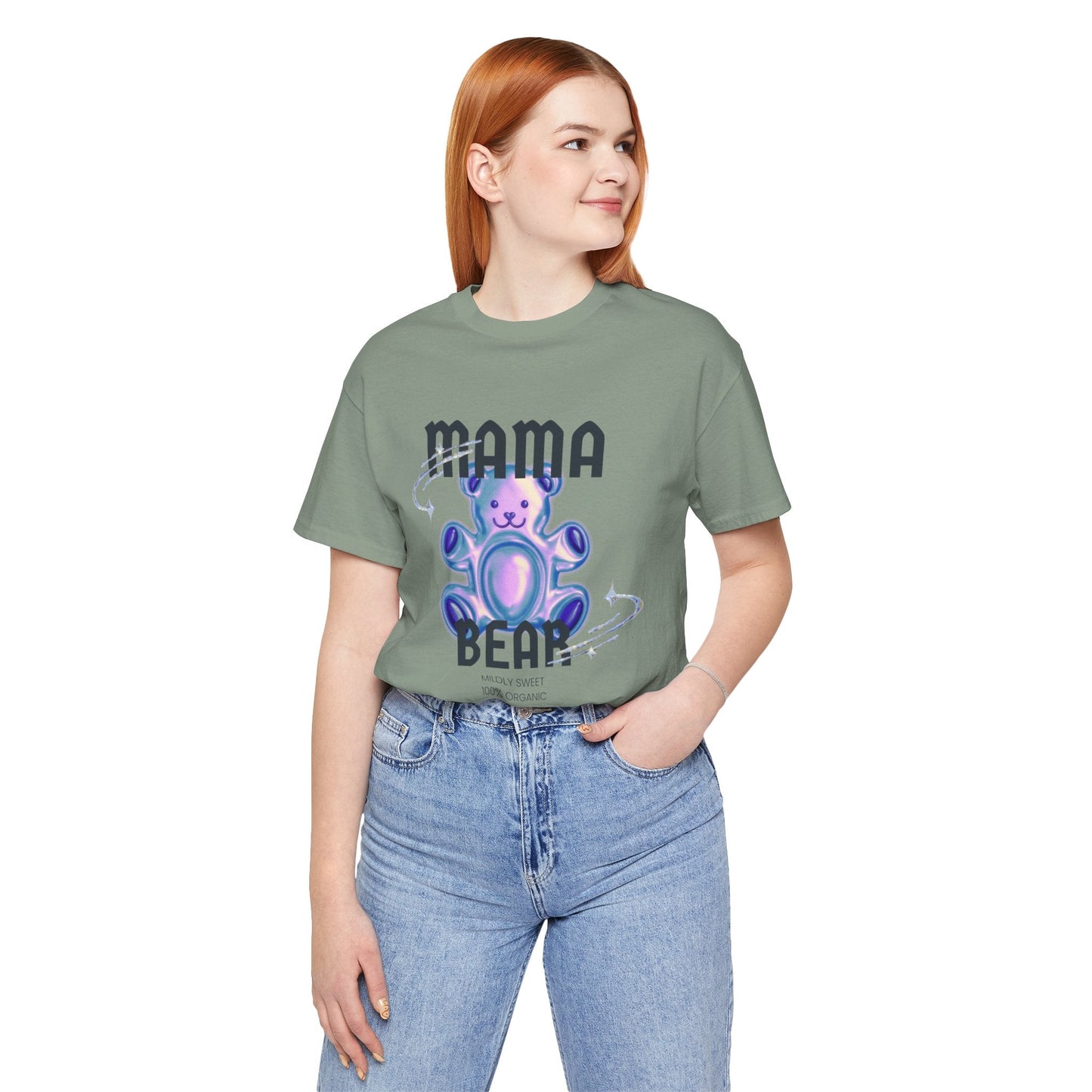 Mama Bear Mildly Sweet 100% Organic Gummy Bear Jersey Short Sleeve Tee | Mothers Day