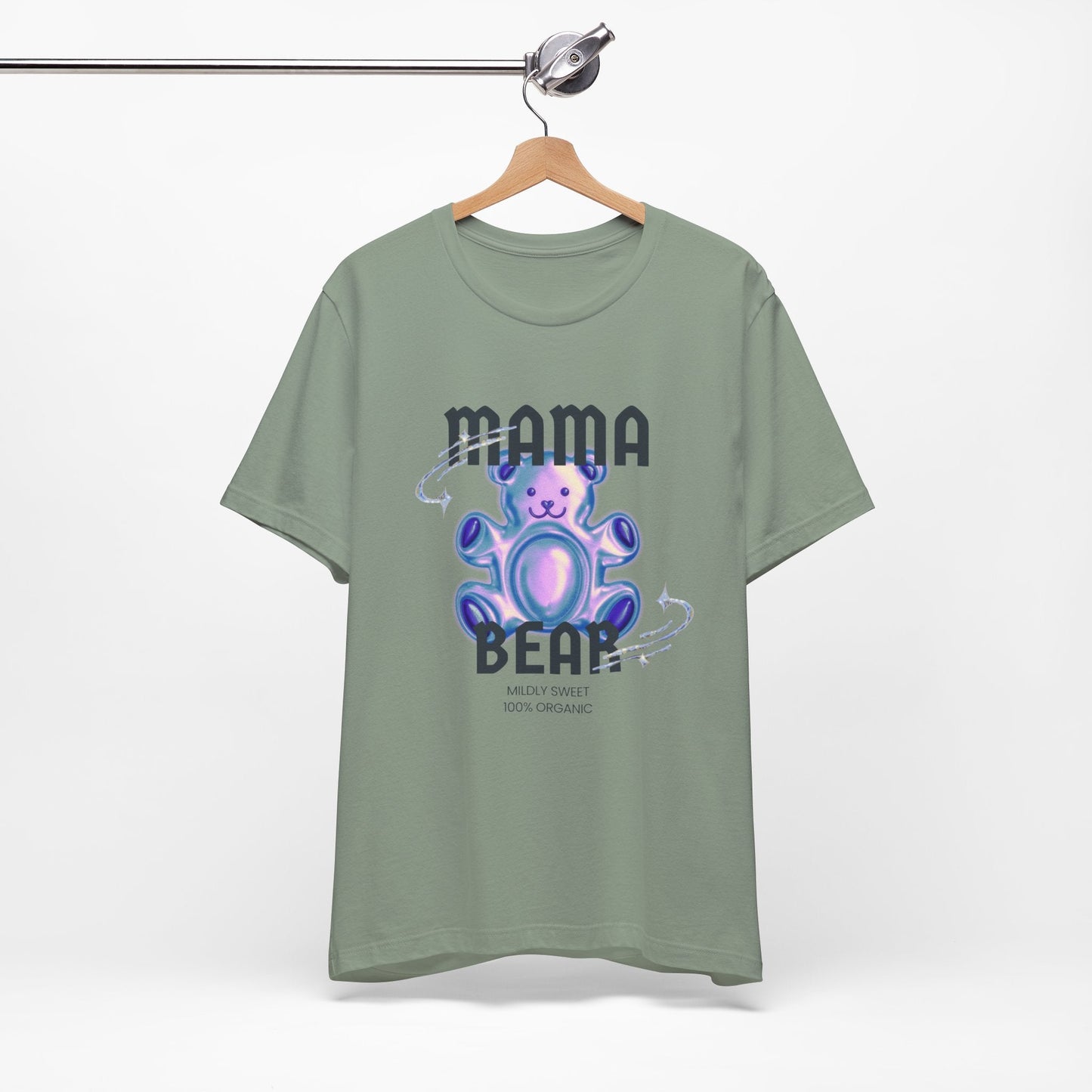 Mama Bear Mildly Sweet 100% Organic Gummy Bear Jersey Short Sleeve Tee | Mothers Day