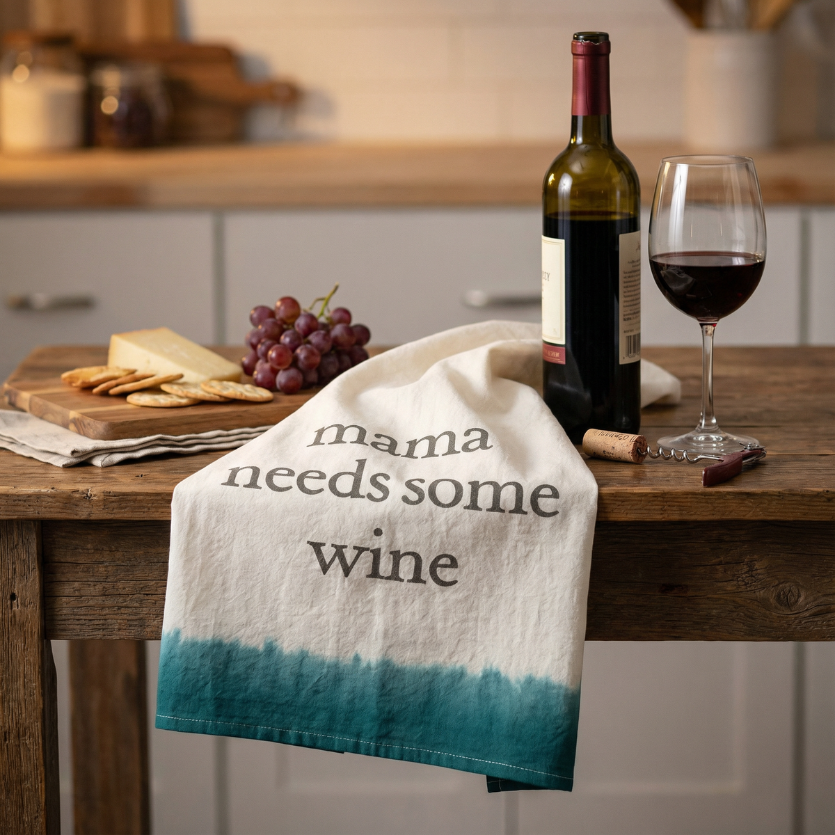 Mama Needs Some Wine Bright Funny Snarky Dish Cloth Towel