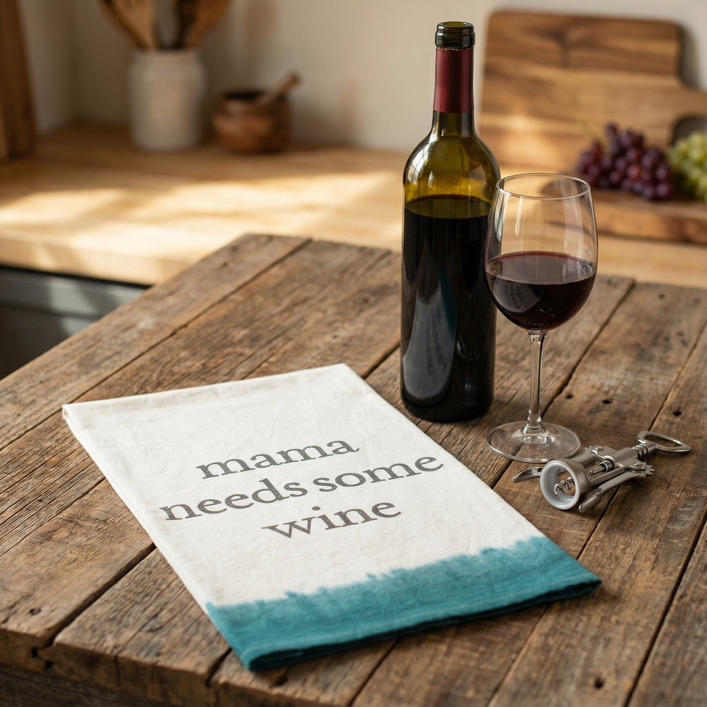 Mama Needs Some Wine Bright Funny Snarky Dish Cloth Towel