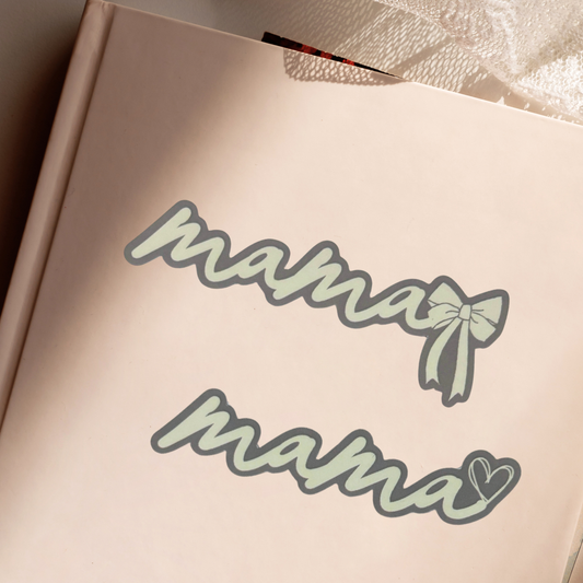 Mama Script Vinyl Sticker | Heart or Coquette Bow | 3.2" Water Bottle Sticker