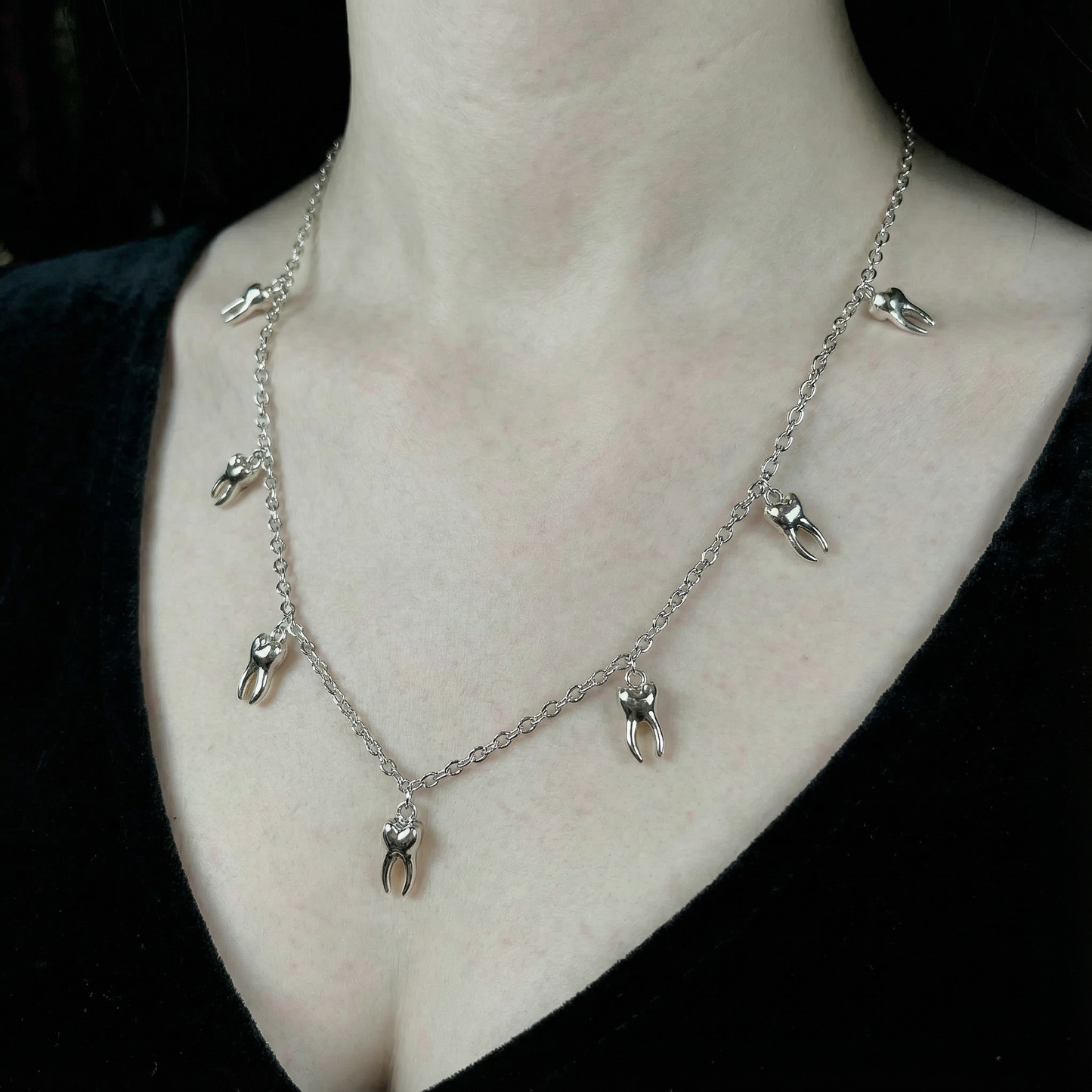 Man-Repeller Teeth Necklace in Silver