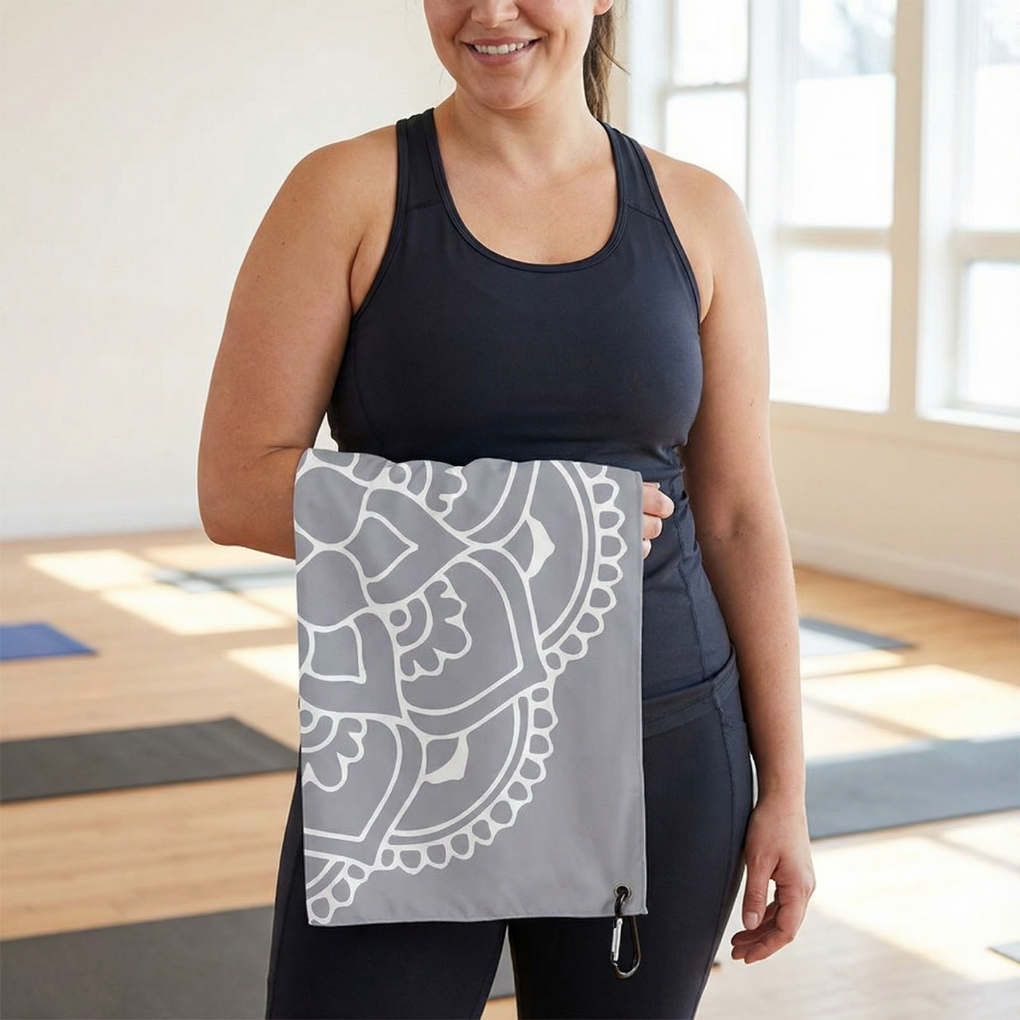 Mandala Yoga Mini Sport Towel | Quick Dry Towel with Pouch | 30" x 15"