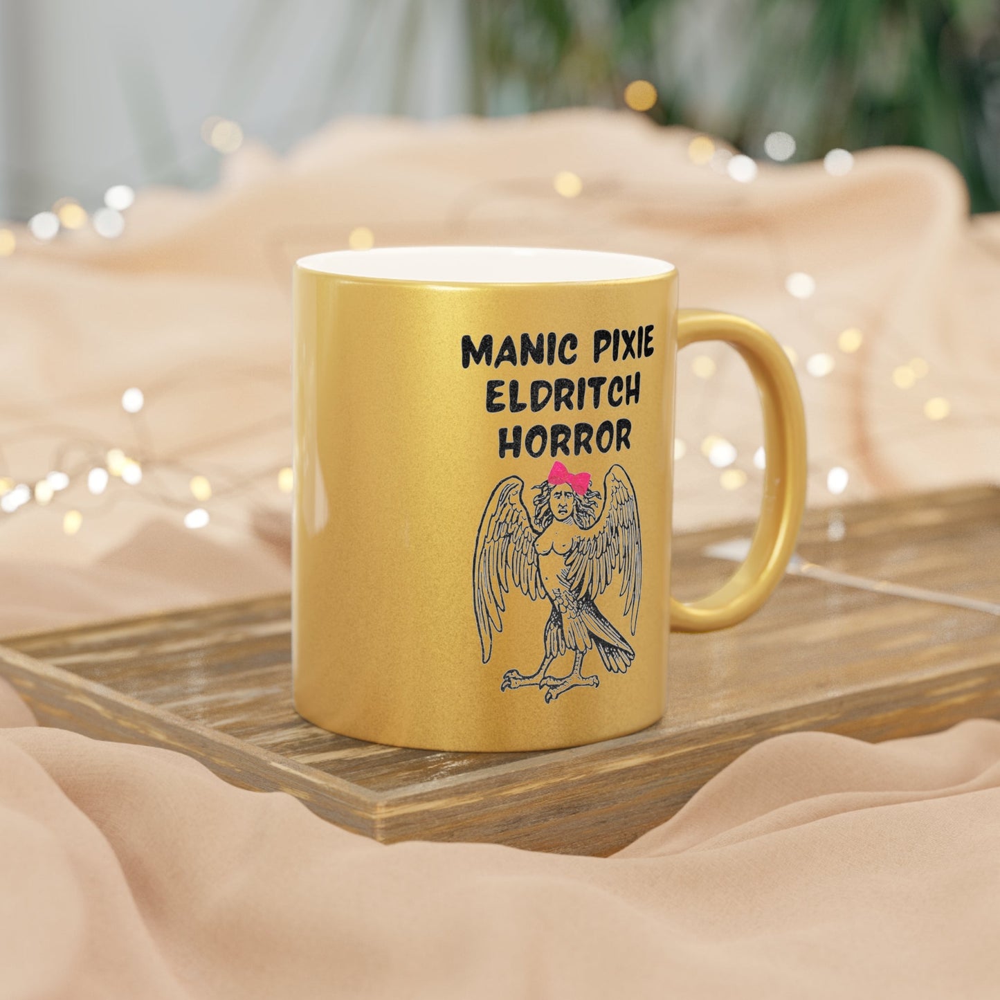 Manic Pixie Eldritch Horror Metallic Mug (Silver\Gold)