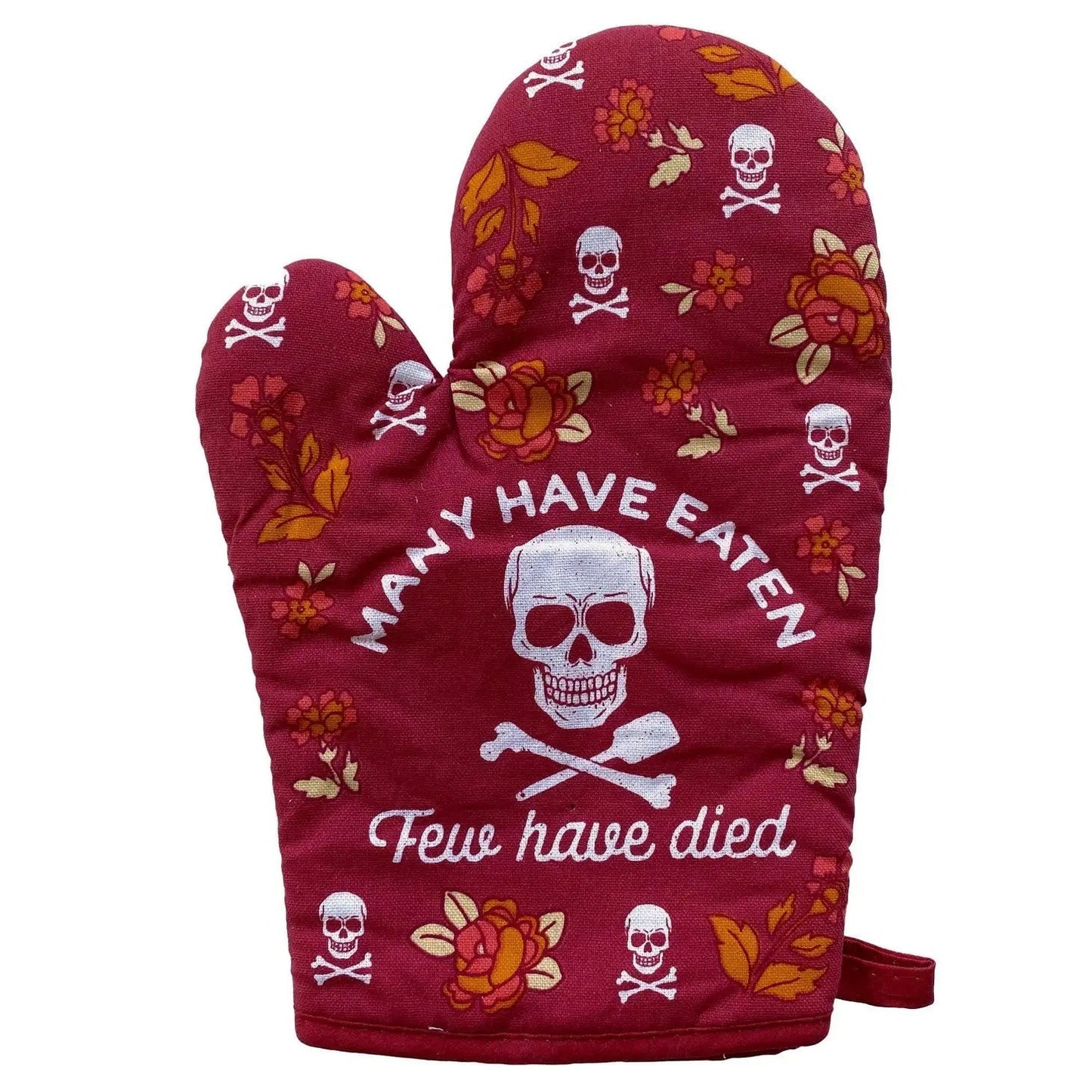 Many Have Eaten Few Have Died Funny Oven Mitt in Red | Kitchen Thermal Single Pot Holder