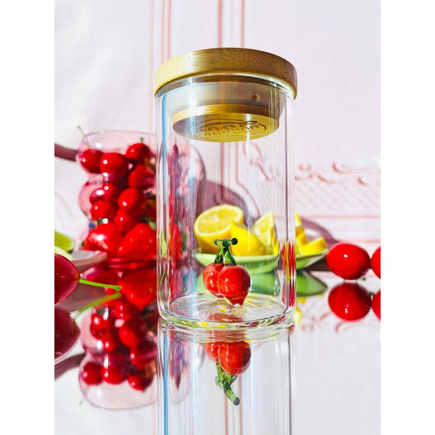 Maraschino Cherry Stash Jar | Clear Glass Storage Container | 3.5'' x 2''