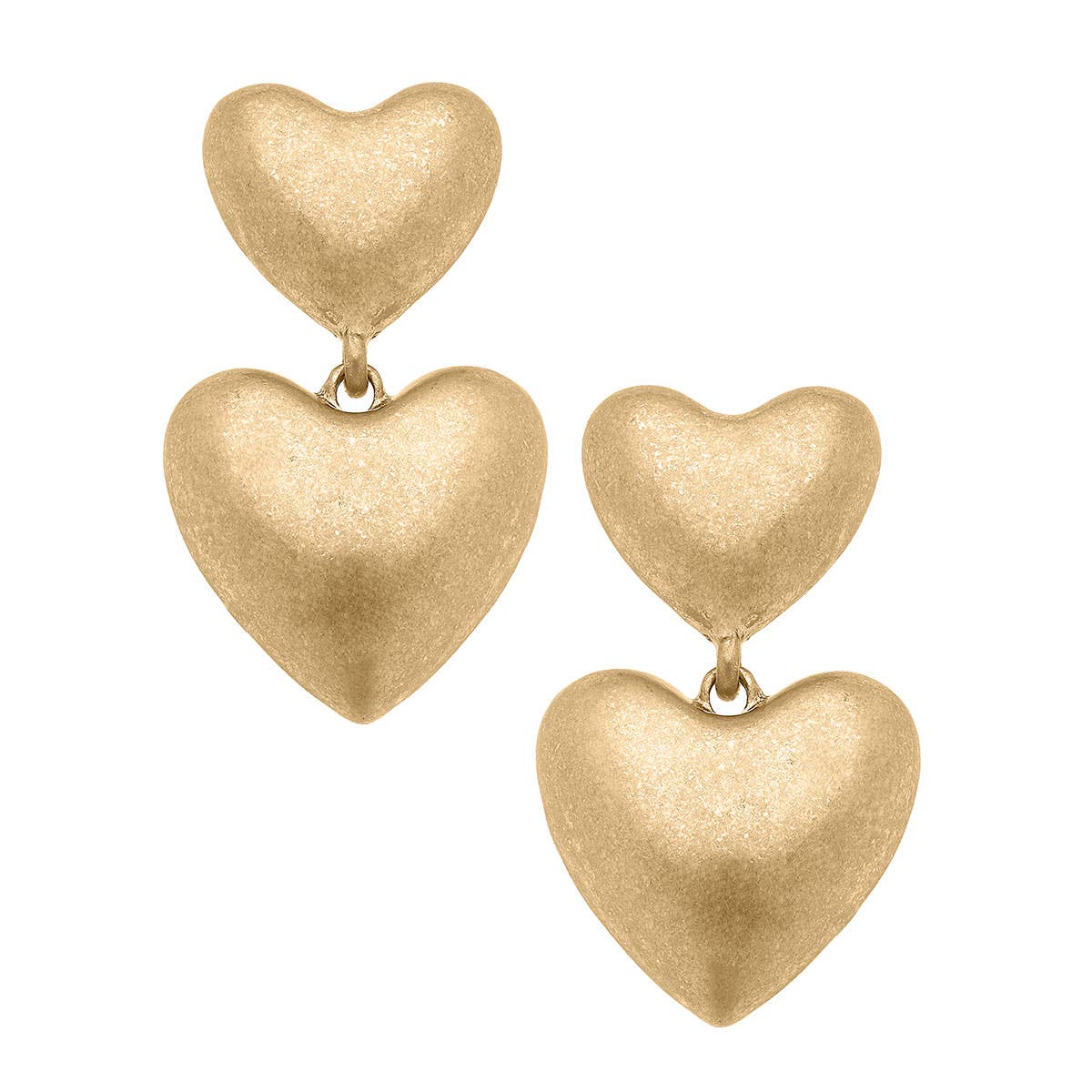 Margo Puffy Heart Statement Earrings in Worn Gold | Vintage Style Fashion Jewelry