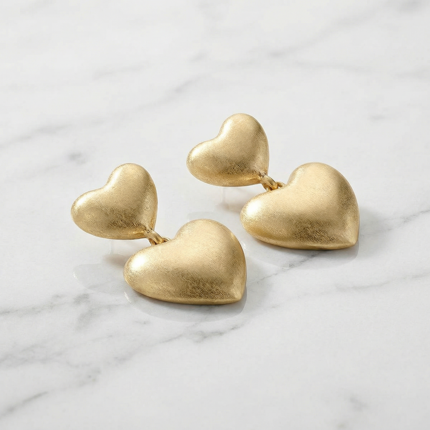 Margo Puffy Heart Statement Earrings in Worn Gold | Vintage Style Fashion Jewelry