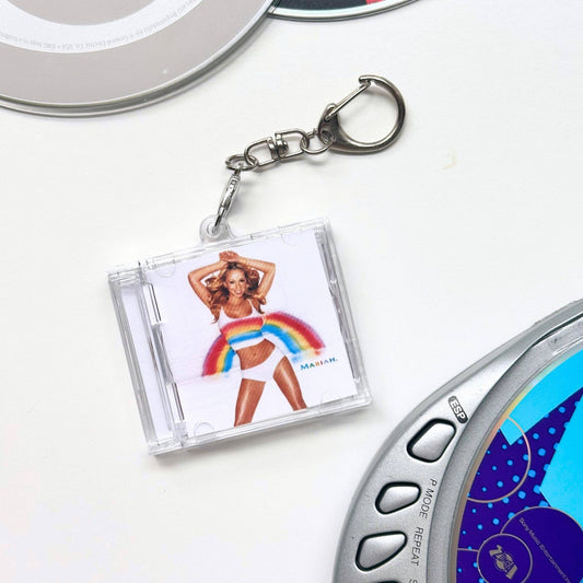 CD case style keychain with Mariah Carey cover