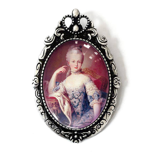 Marie Antoinette Rose Portrait Brooch | Rococo Vintage Art in Antiqued Silver Tone