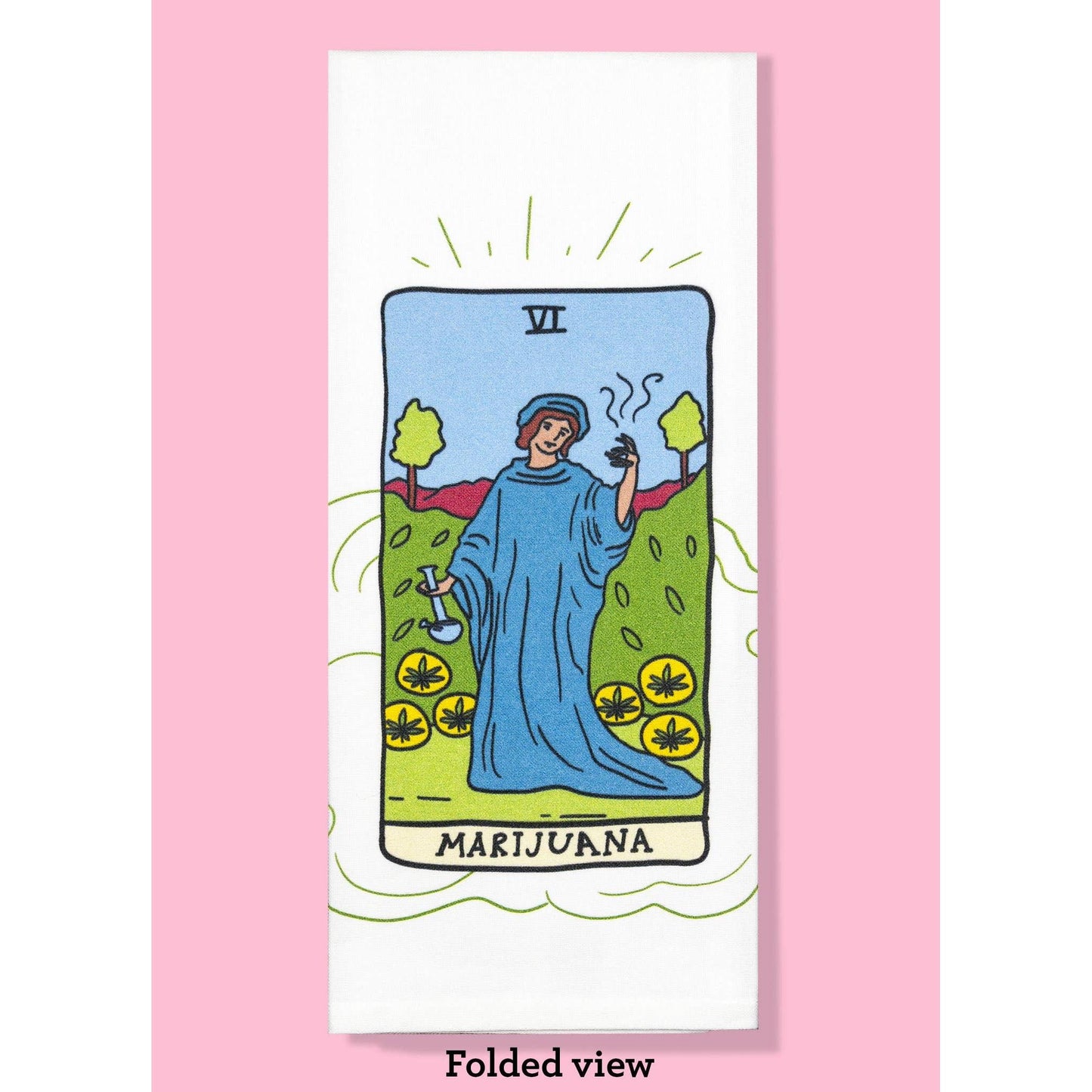 Marijuana Kitchen Tarot Dishtowel | Cotton Kitchen Hand Tea Dishcloth