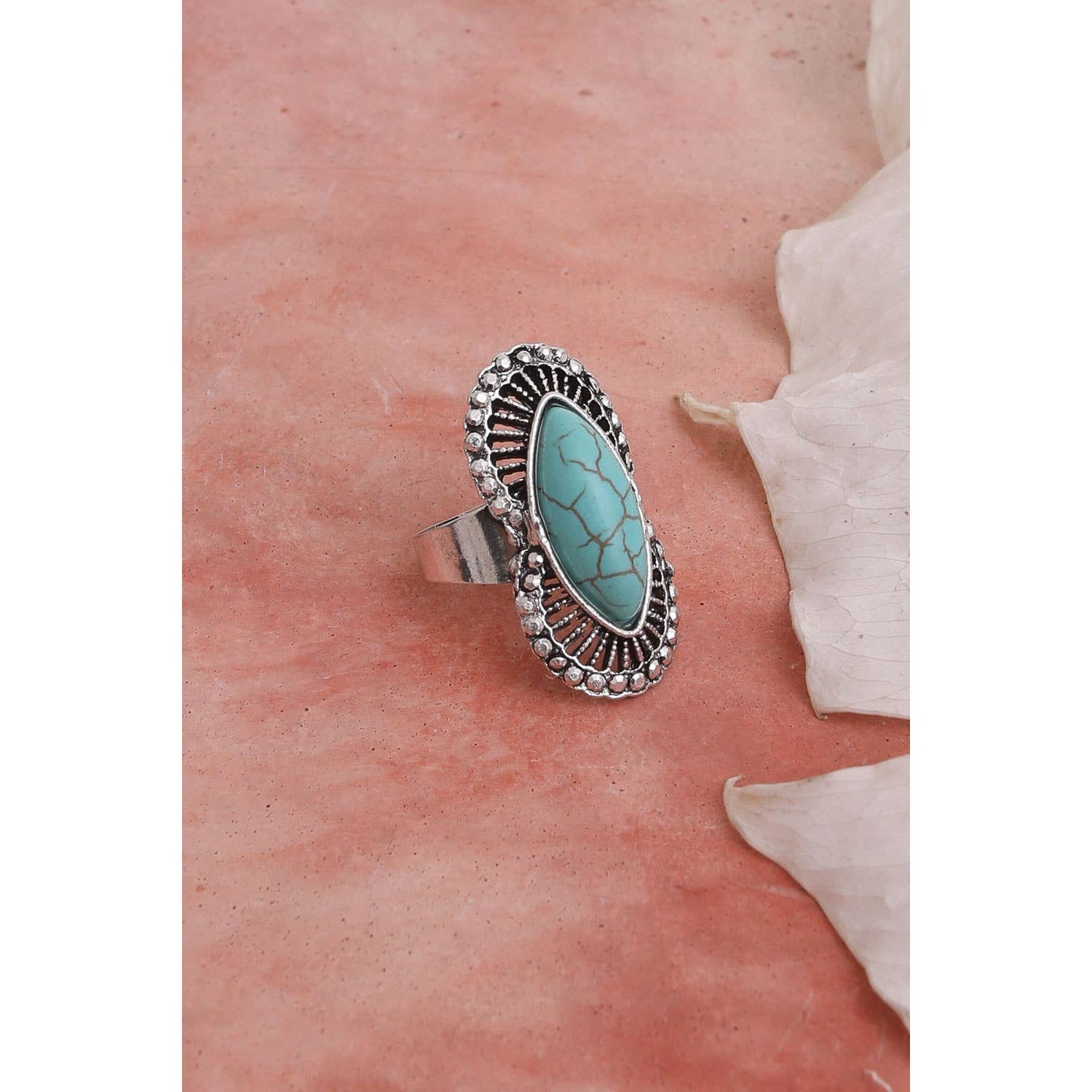 Marquise Western Adjustable Turquoise Ring | Diamond Shaped Fashion Jewelry