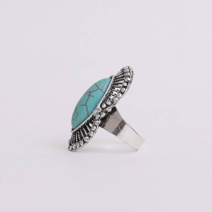 Marquise Western Adjustable Turquoise Ring | Diamond Shaped Fashion Jewelry