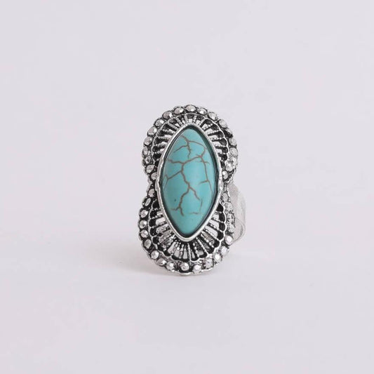 Marquise Western Adjustable Turquoise Ring | Diamond Shaped Fashion Jewelry