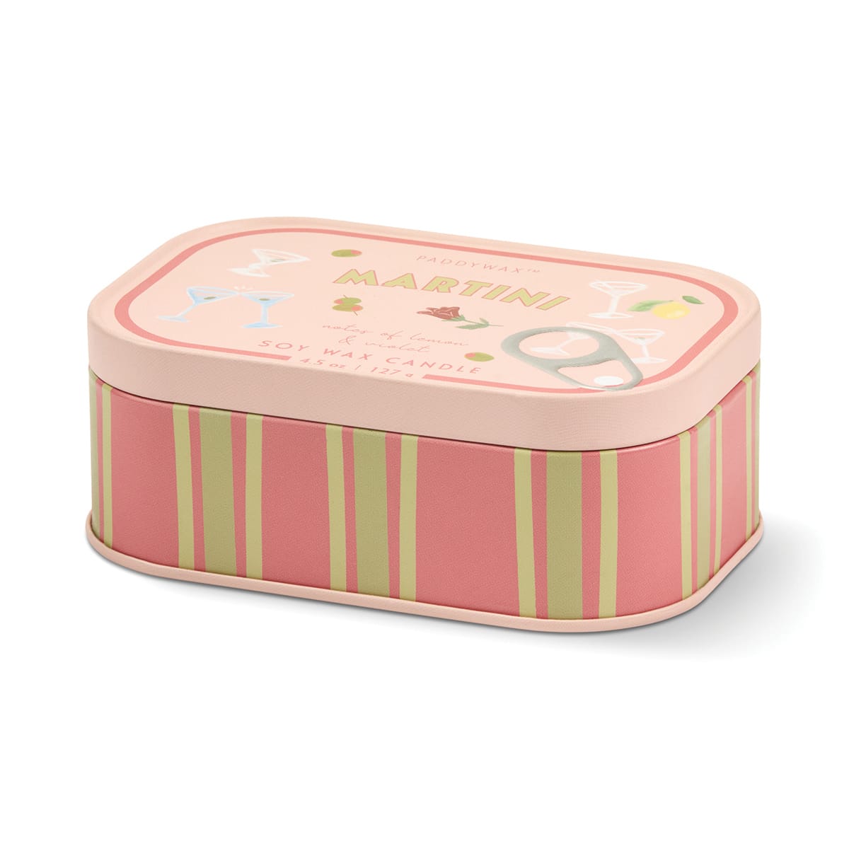 Martini Bistro Tin Candle - open