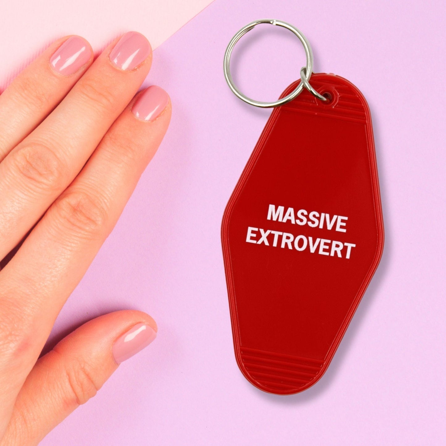 Massive Extrovert Motel Style Keychain In Red