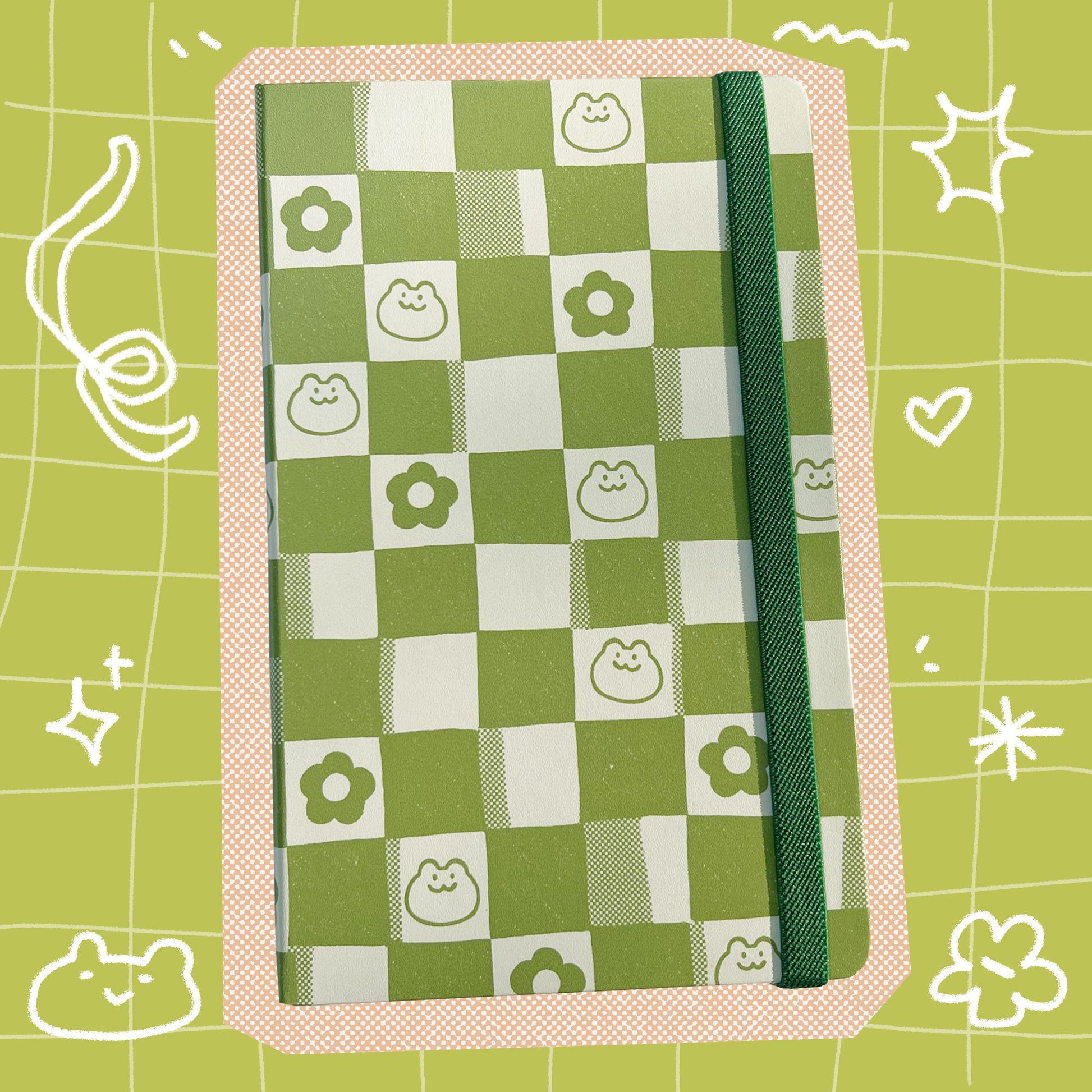 Matcha Latte Checkered Notebook ✿ Dot Grid A5