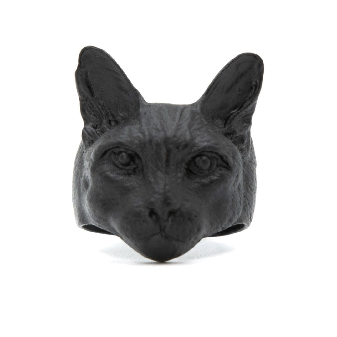 Matte Black Cat Statement Ring | Gift Box