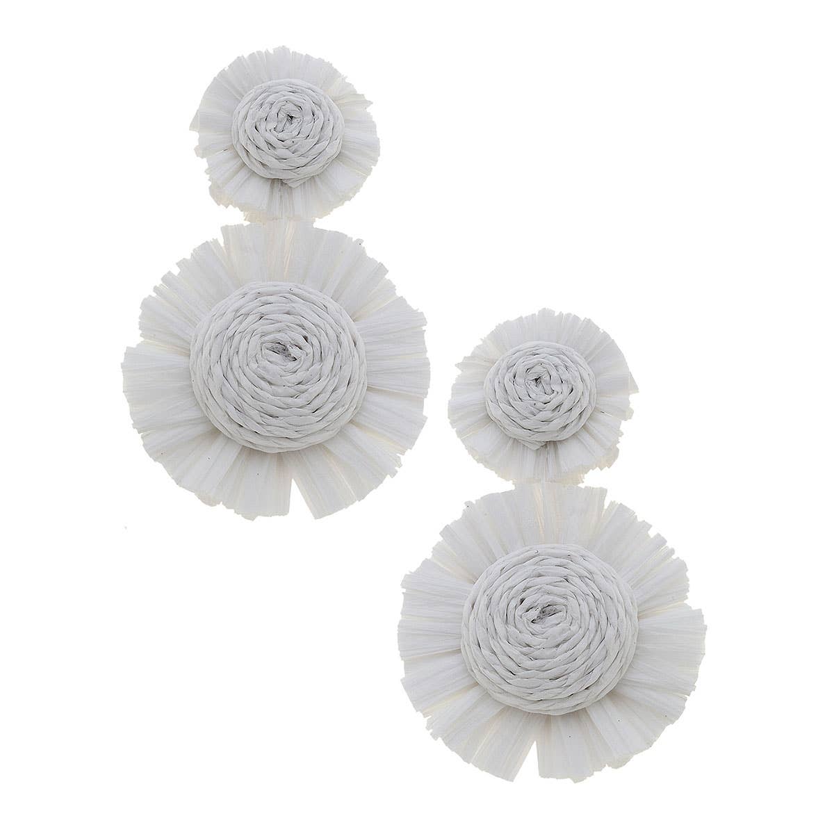 Maui Raffia Statement Earrings in White