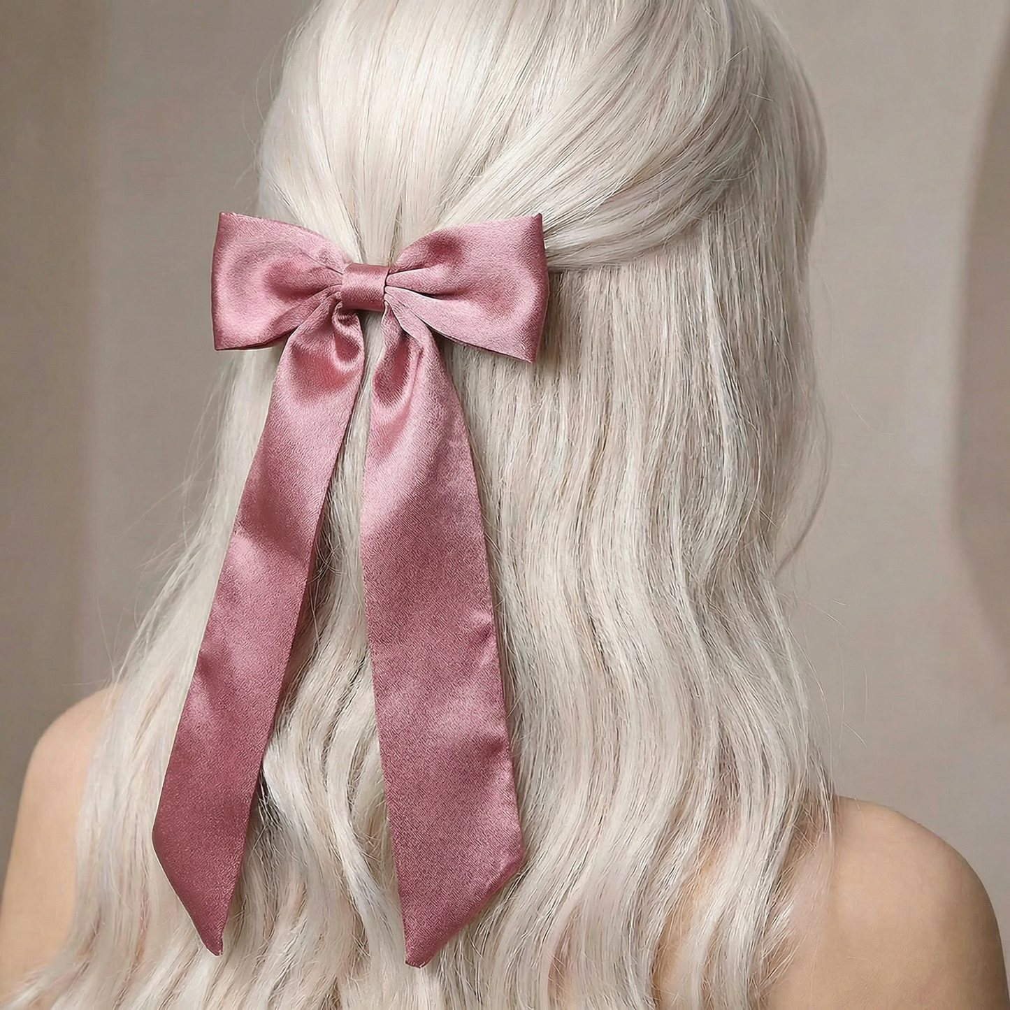Mauve & Teal Hair Bow | Women's Bow Hair Accessory | One Size