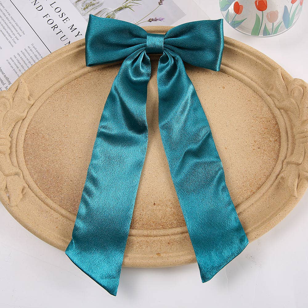 Mauve & Teal Hair Bow | Women's Bow Hair Accessory | One Size