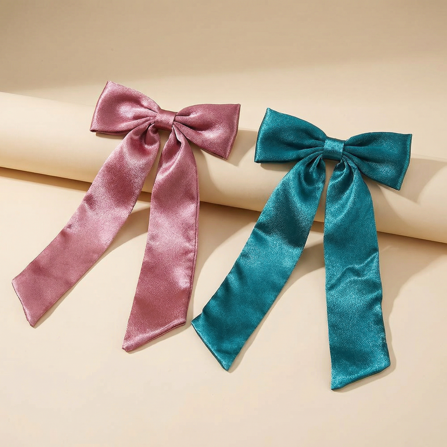 Mauve & Teal Hair Bow | Women's Bow Hair Accessory | One Size