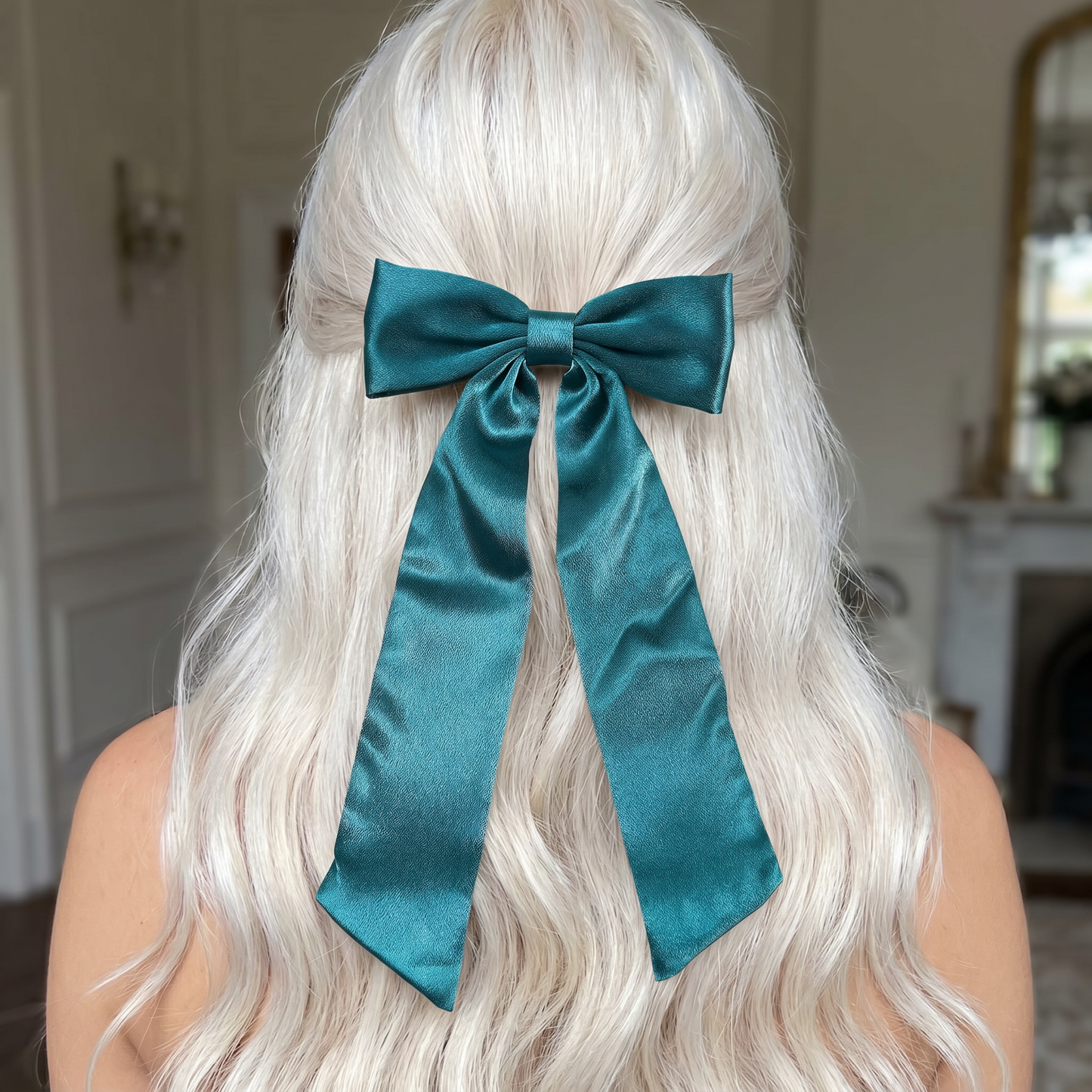 Mauve & Teal Hair Bow | Women's Bow Hair Accessory | One Size