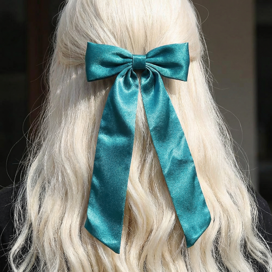 Mauve & Teal Hair Bow | Women's Bow Hair Accessory | One Size