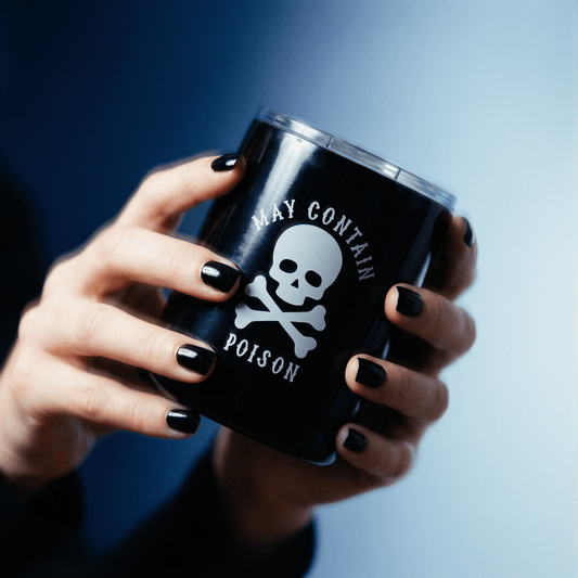 May Contain Poison Stainless Steel Tumbler | Halloween Skull Travel Tumbler | 12oz