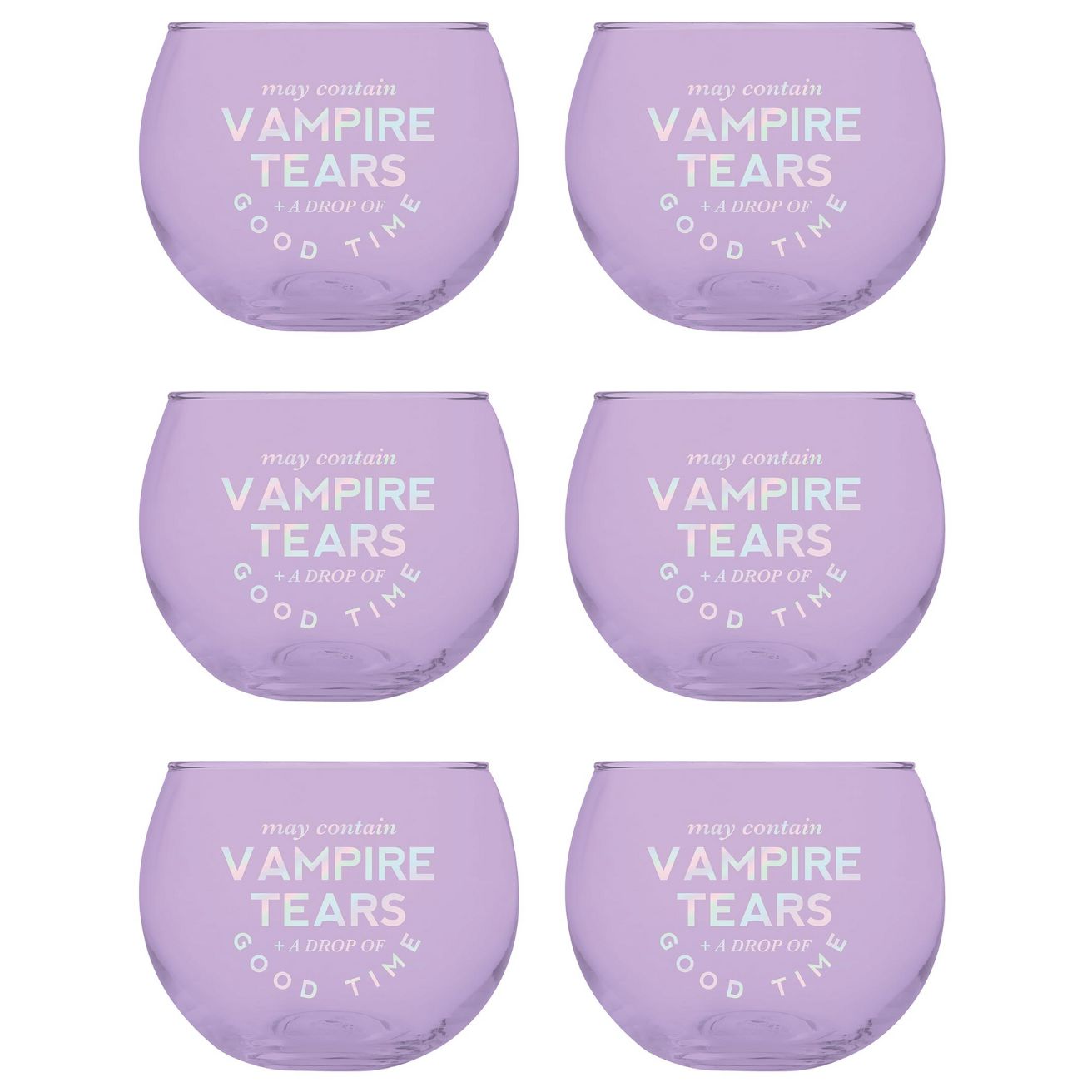 May Contain Vampire Tears Roly Poly Tinted Glass in Lilac | 13 oz. | Pack of 6