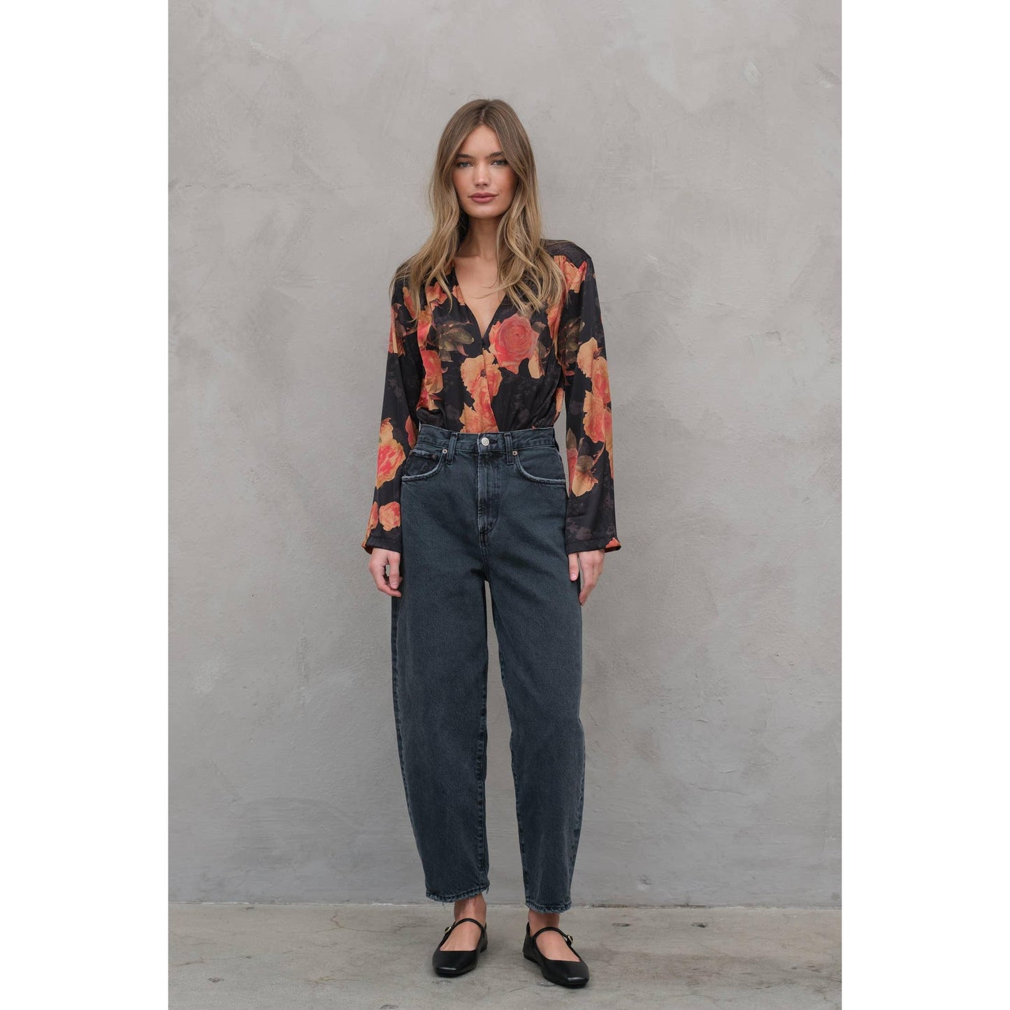 Maya Silky Floral Bodysuit in Black [Sizes XS-XL]