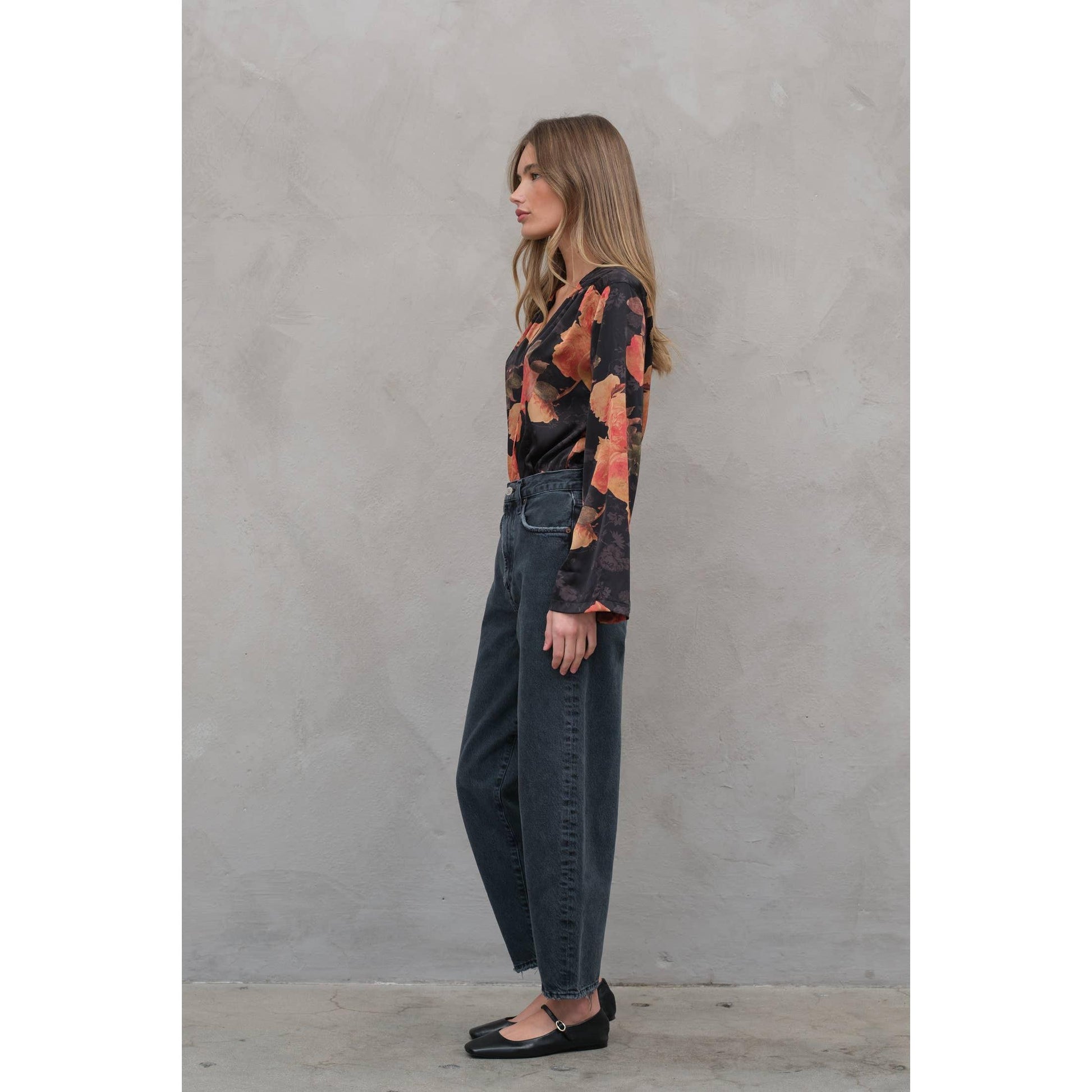 Maya Silky Floral Bodysuit in Black [Sizes XS-XL]