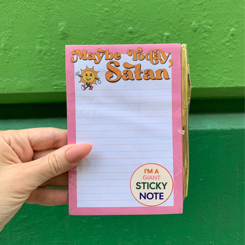 Maybe Today Satan Sticky Note and Pen Gift Set | Funny Stationery Notepad Gift Set