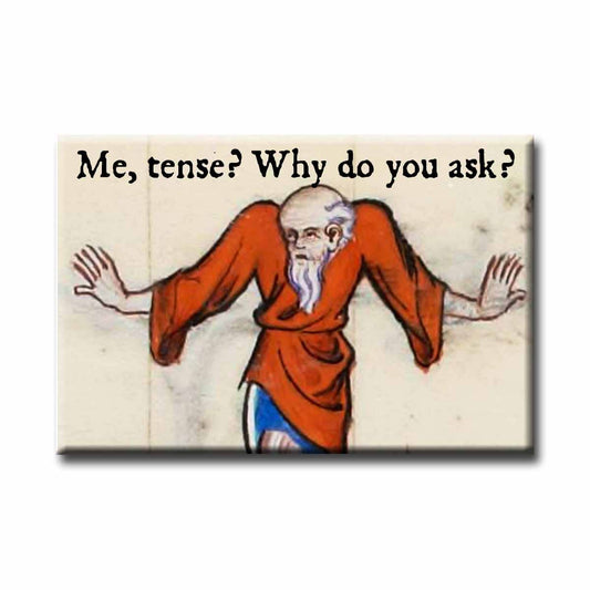 Me, Tense? Why Do You Ask Medieval Marginalia Refrigerator Magnet | Funny History Quote Magnet