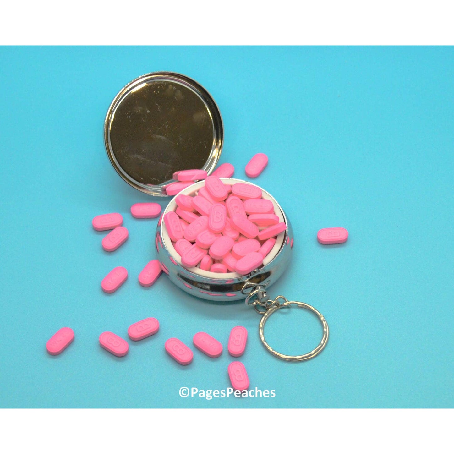 Medicinal Cocaine Parody Pill Case | 3 Way Organizer Chrome Keychain