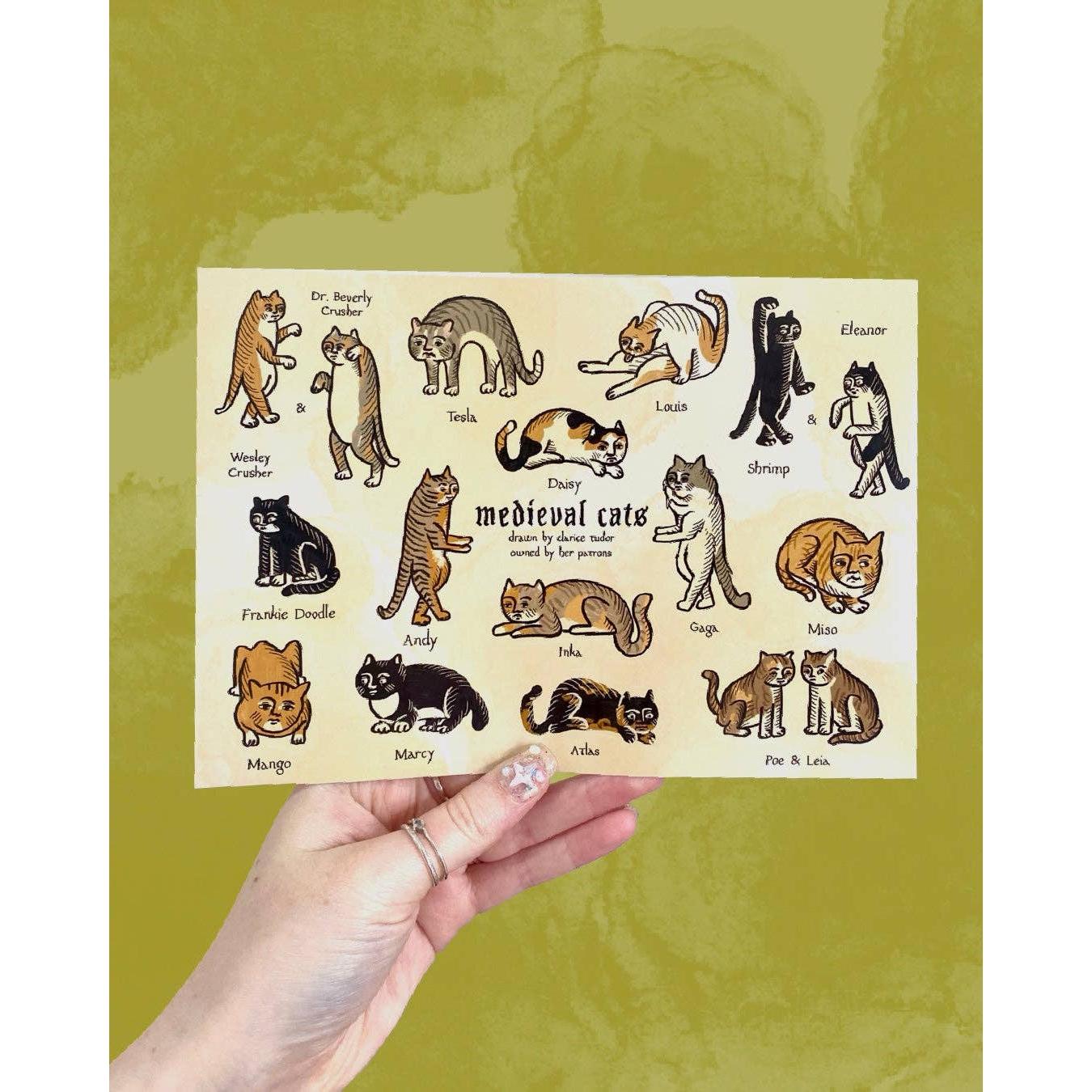 Medieval Cats Sticker Sheet | 16 Goofy Feline Vinyl Decals